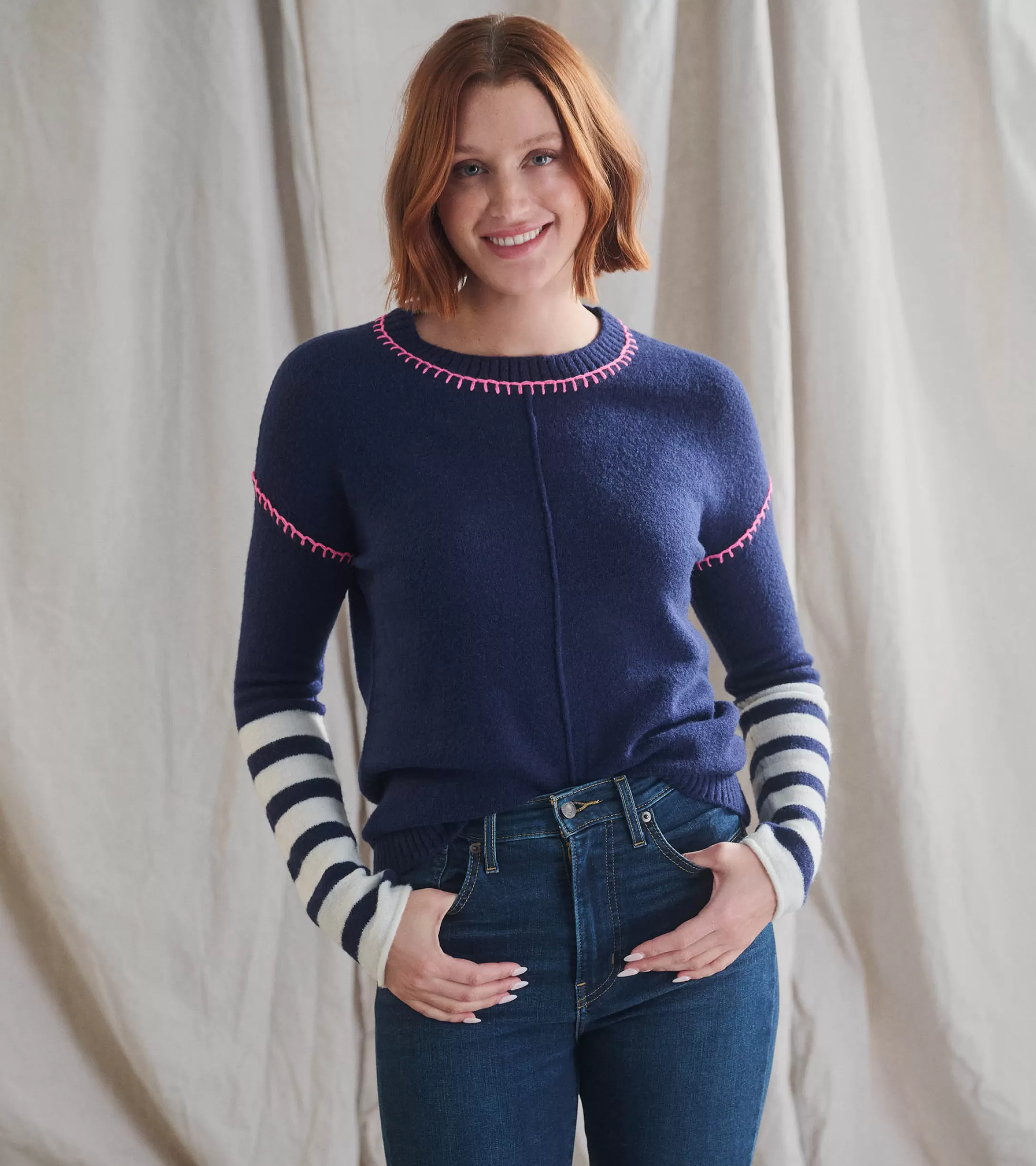 Hatley Avery Sweater - Navy Stripes Flash Sale