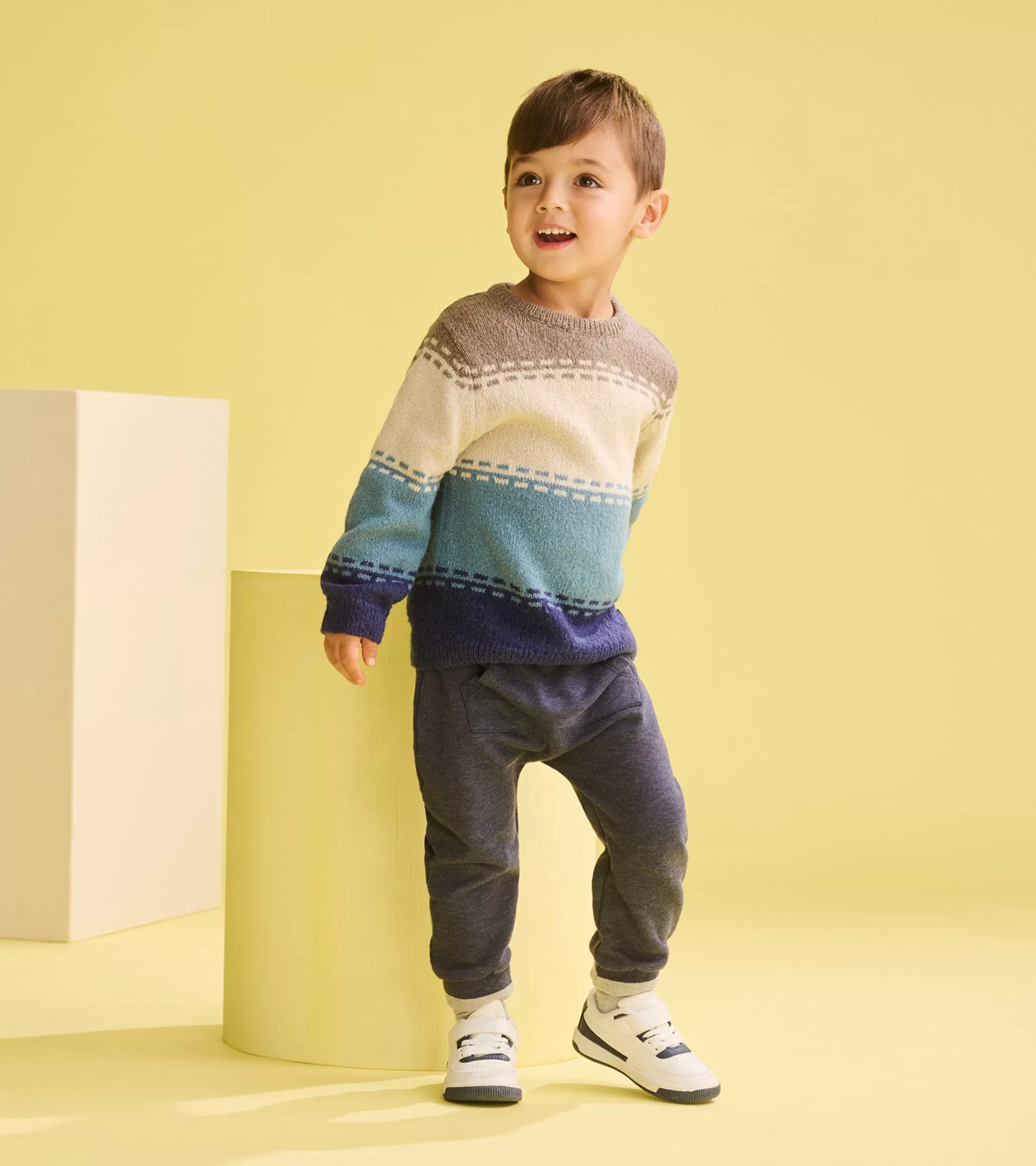 Hatley Baby & Toddler Boys Blue Combo Crew Neck Knit Sweater Clearance