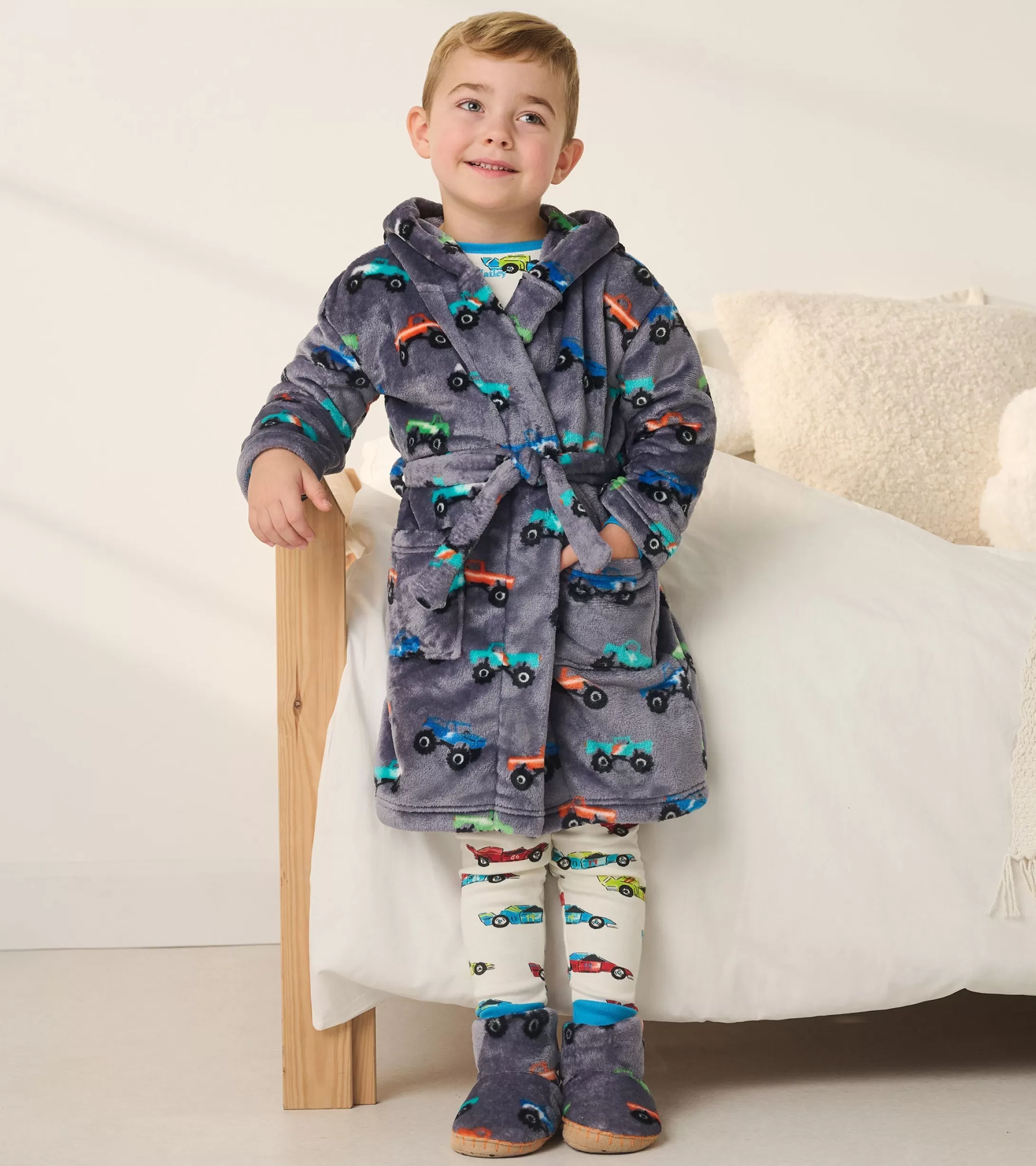 Hatley Baby Boys Monster Trucks Fleece Robe Clearance