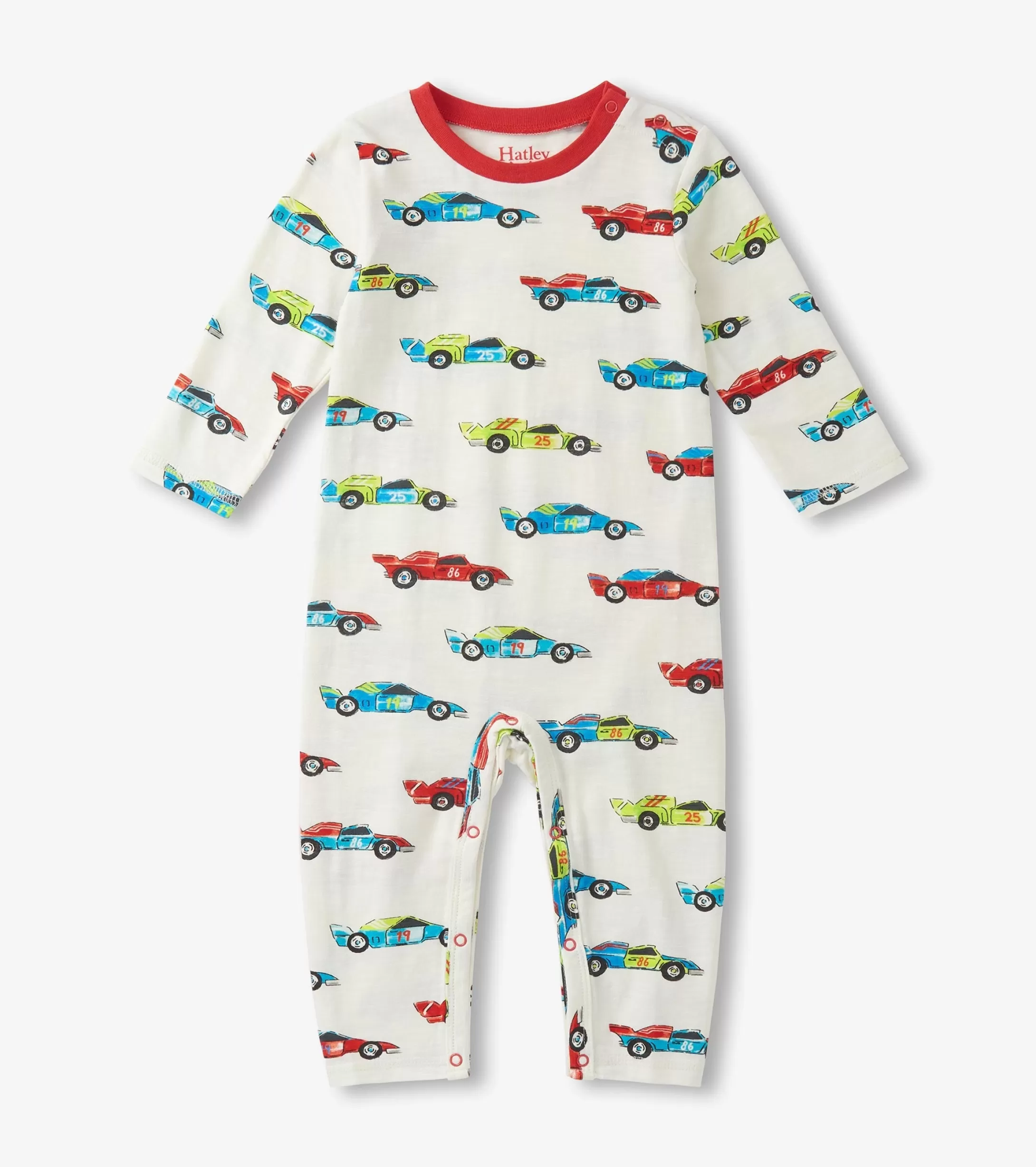 Hatley Baby Boys Water Colour Racecars Long Sleeve Romper Flash Sale