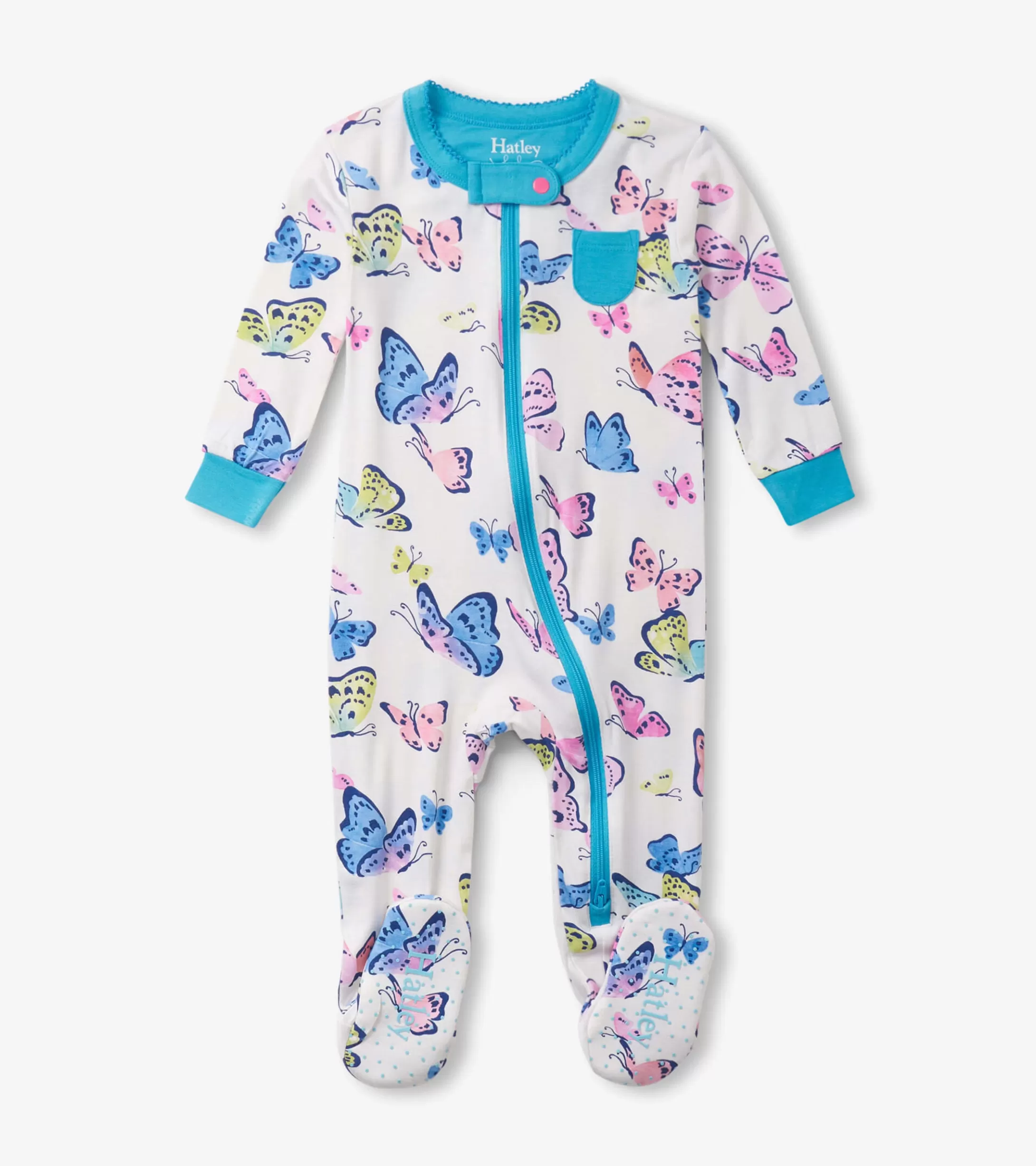 Hatley Baby Girls Big Butterflies Footed Sleeper Outlet