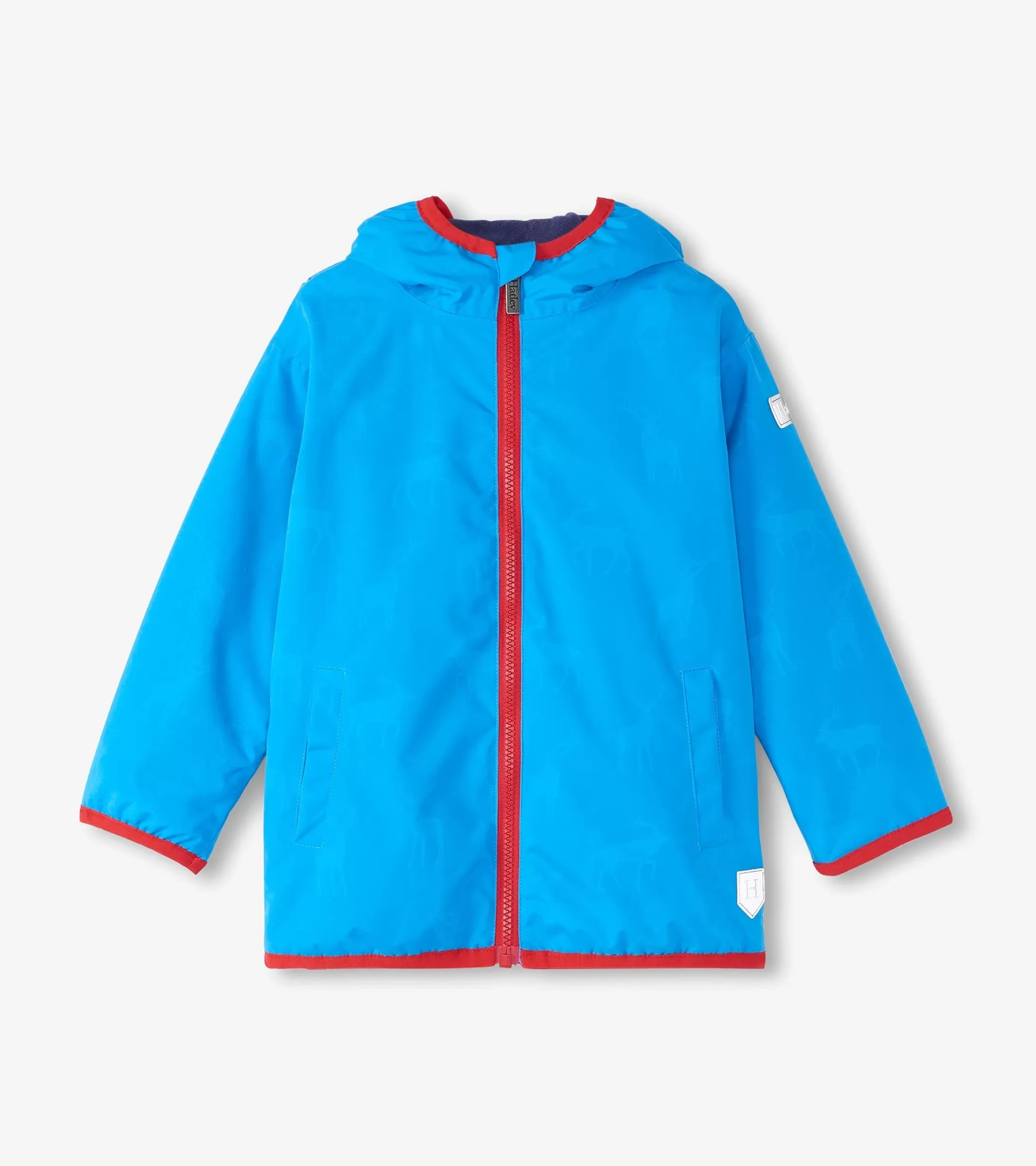 Hatley Boys Blue Elks Zip-Up Lightweight Rain Jacket New