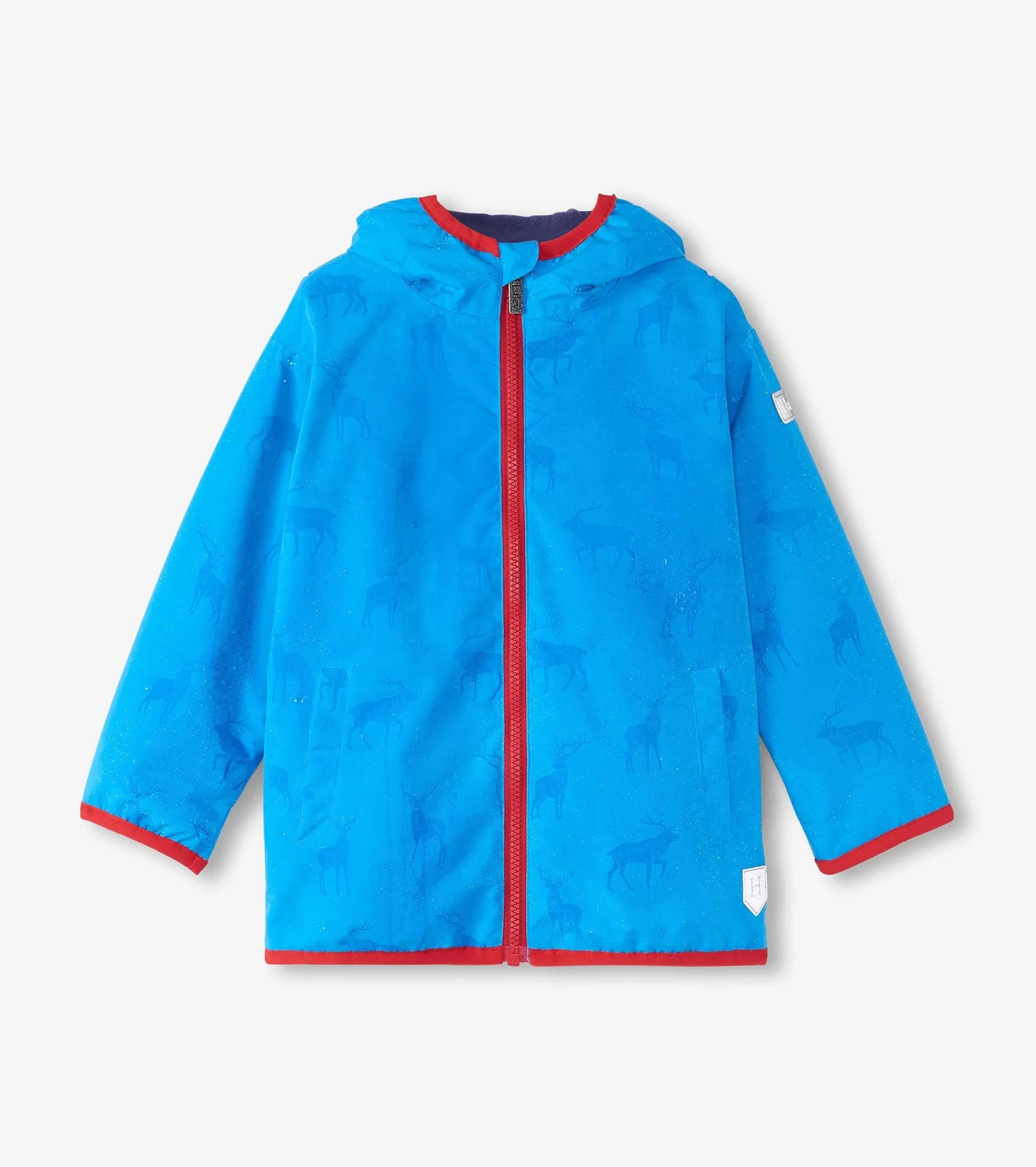 Hatley Boys Blue Elks Zip-Up Lightweight Rain Jacket New