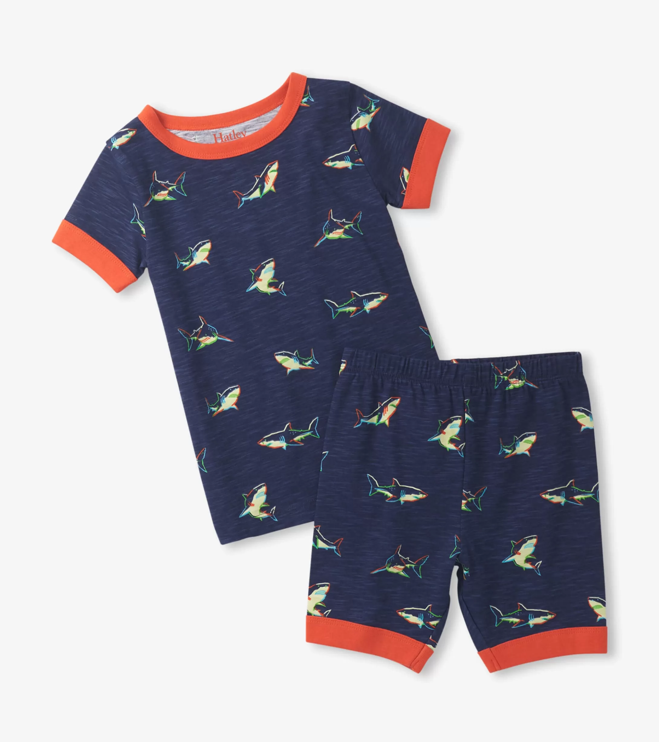 Hatley Boys Glow Sharks Short Pajama Set Flash Sale