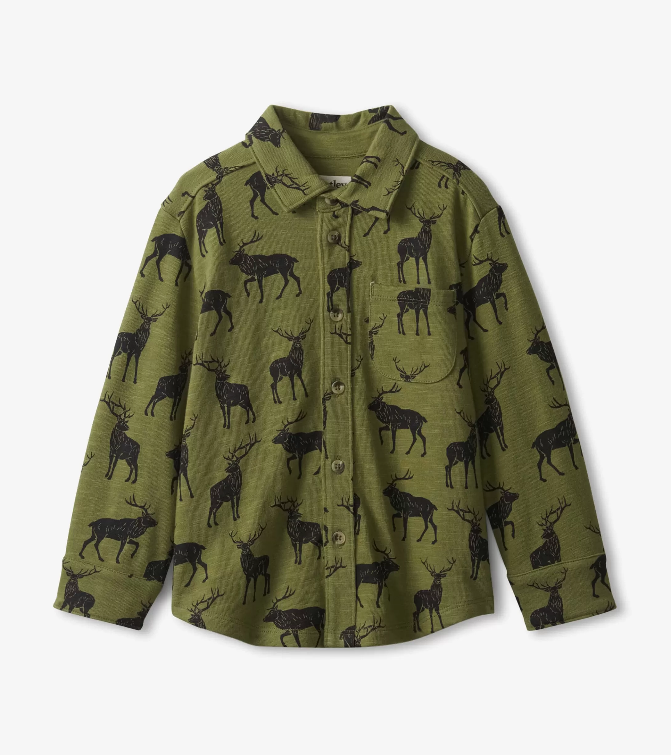 Hatley Boys Magestic Elk Jersey Button Down Shirt Best