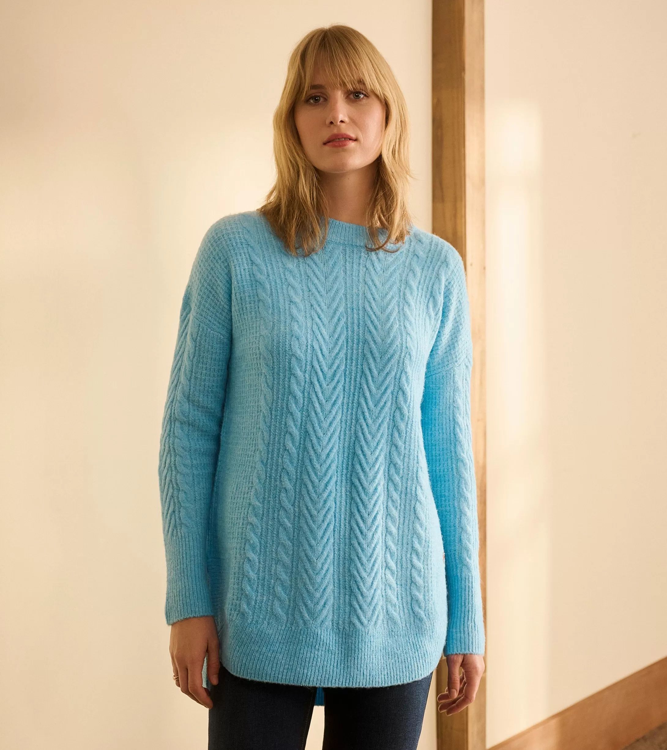 Hatley Cable Knit Tunic - Sky Blue Clearance