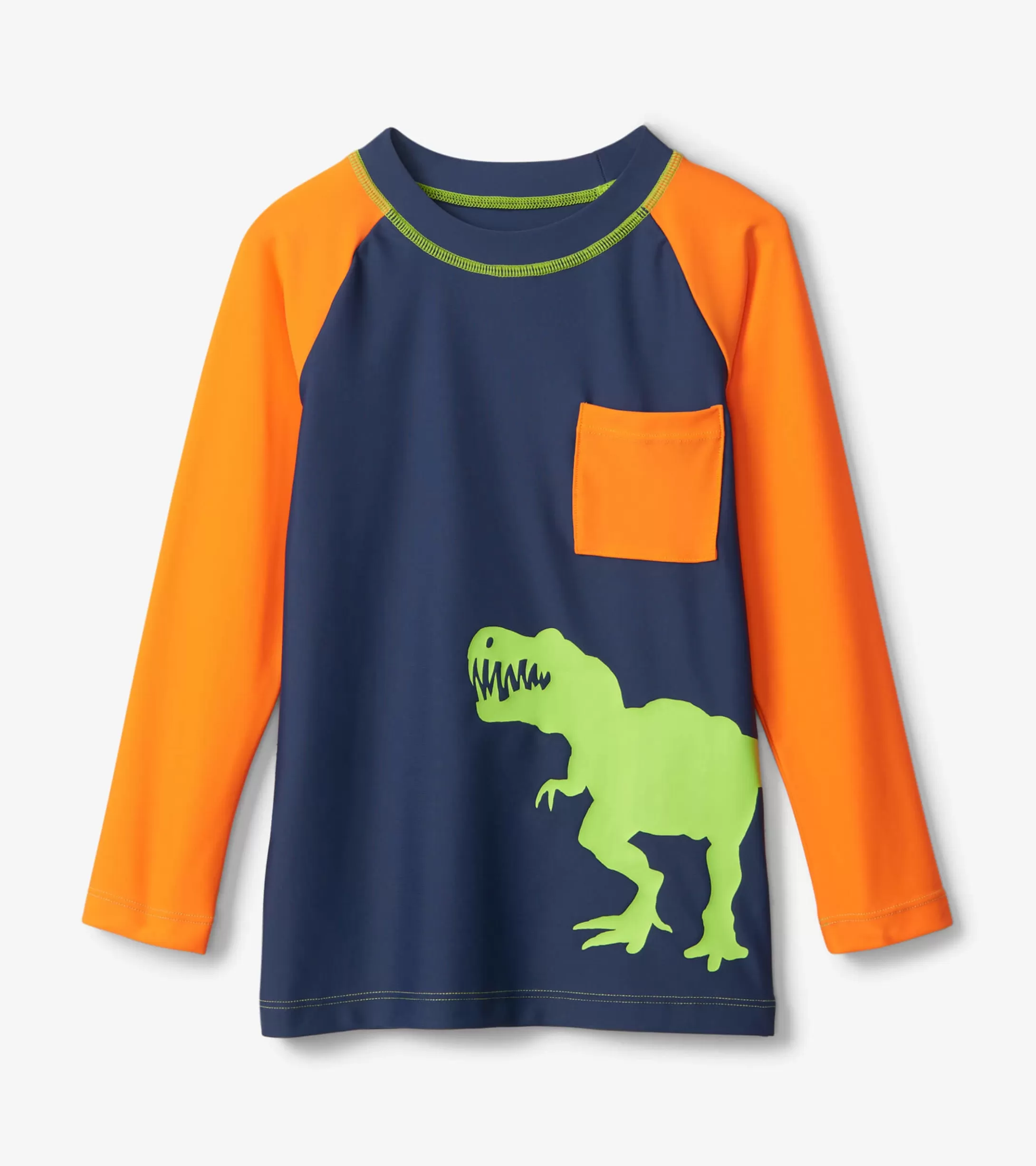 Hatley Colourblock Dino Long Sleeve Pocket Rashguard New