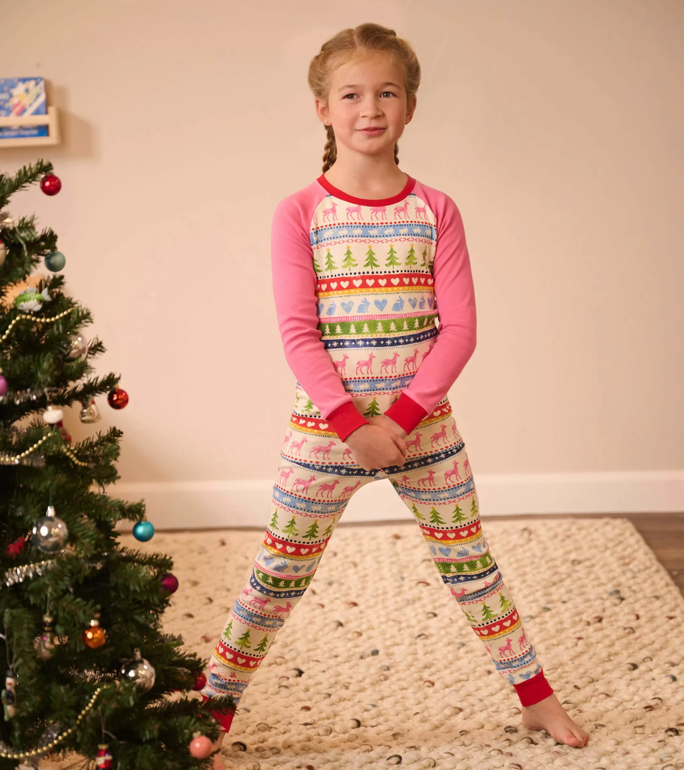 Hatley Cream Painted Fair Isle Raglan Kids Organic Cotton Pajama Set Hot