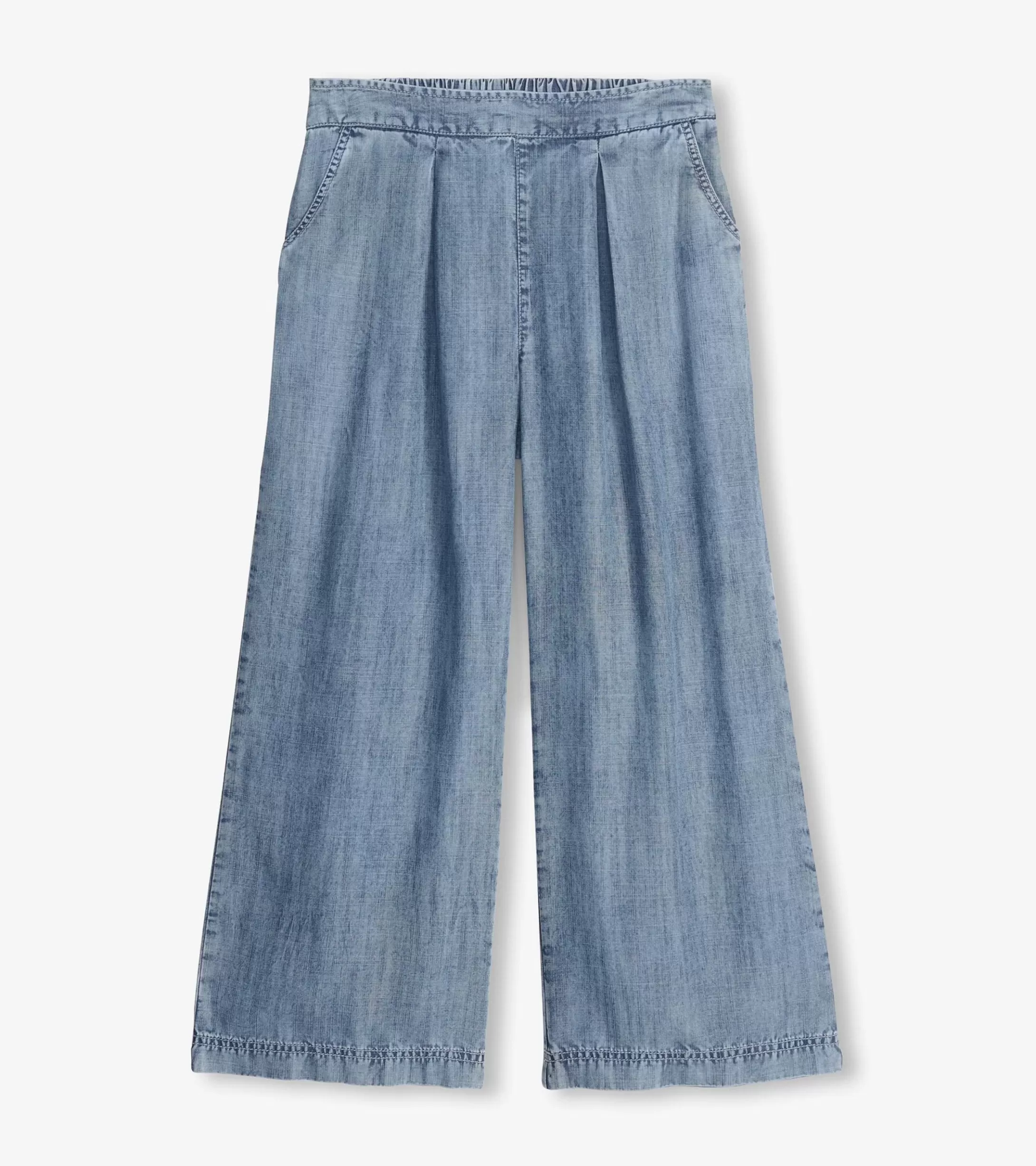 Hatley Cropped Wide Leg Pants - Blue Acid Rinse New