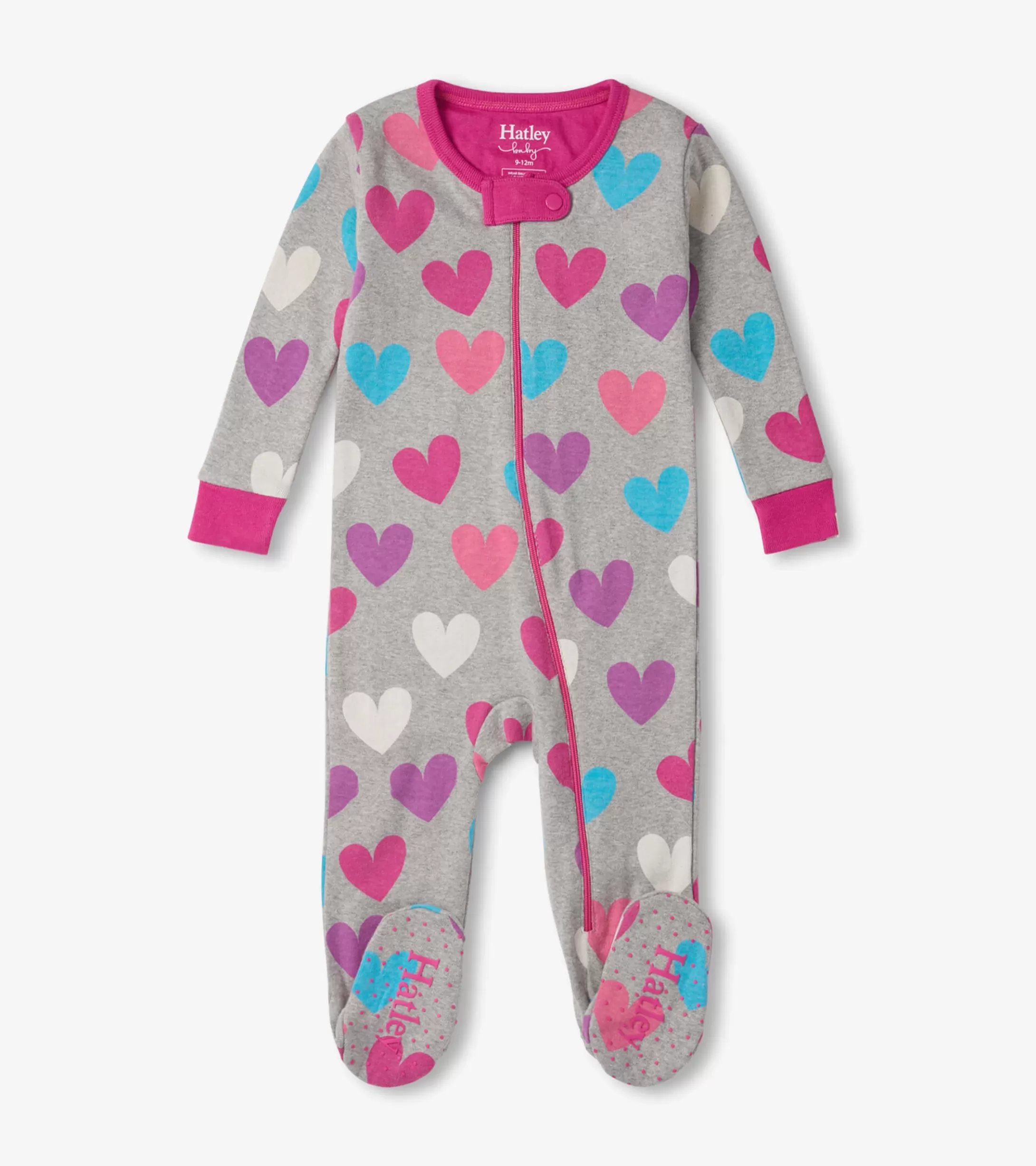 Hatley Fun Hearts Baby Footed Sleeper Hot