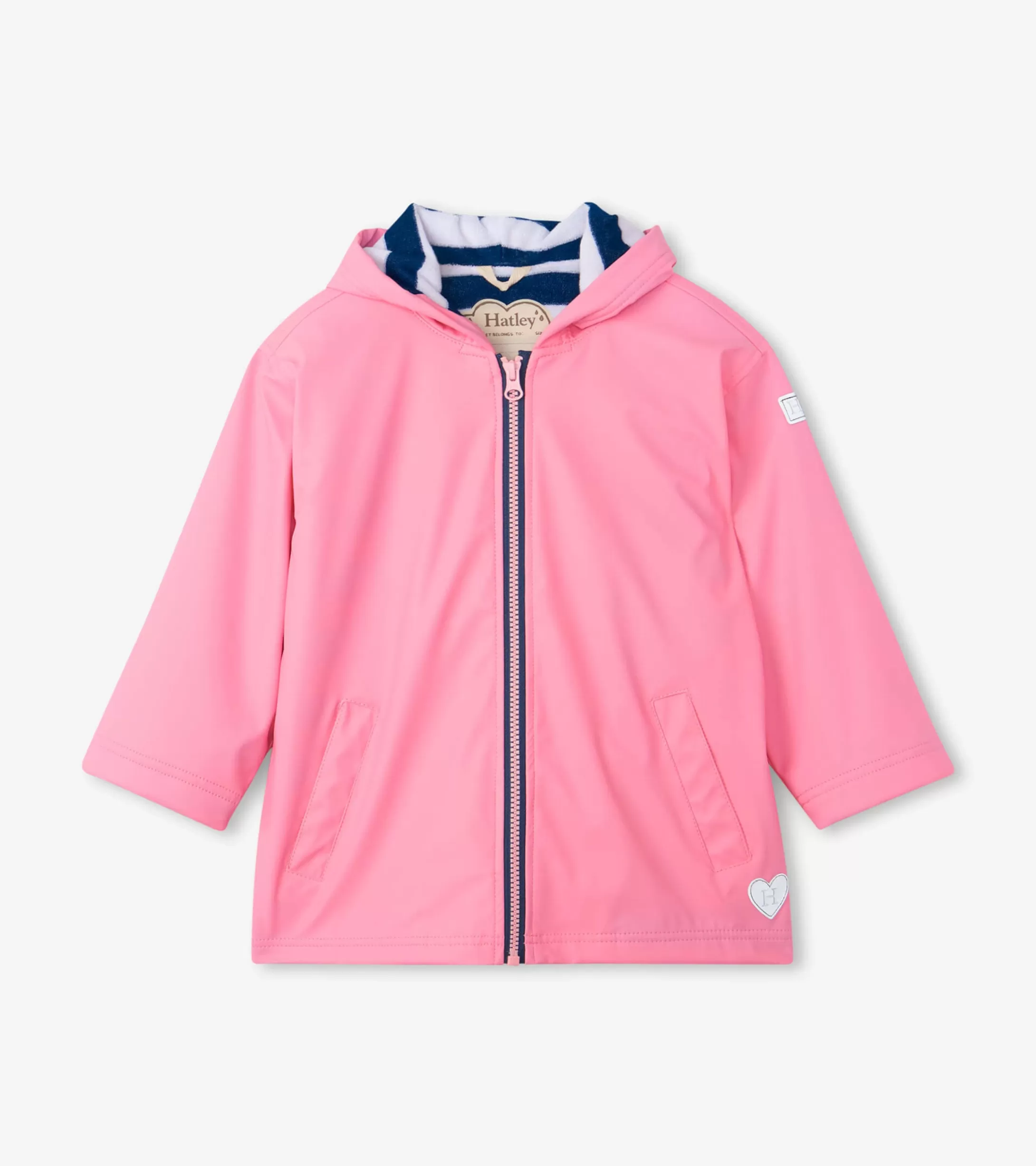 Hatley Girls Classic Pink Zip-Up Rain Jacket New