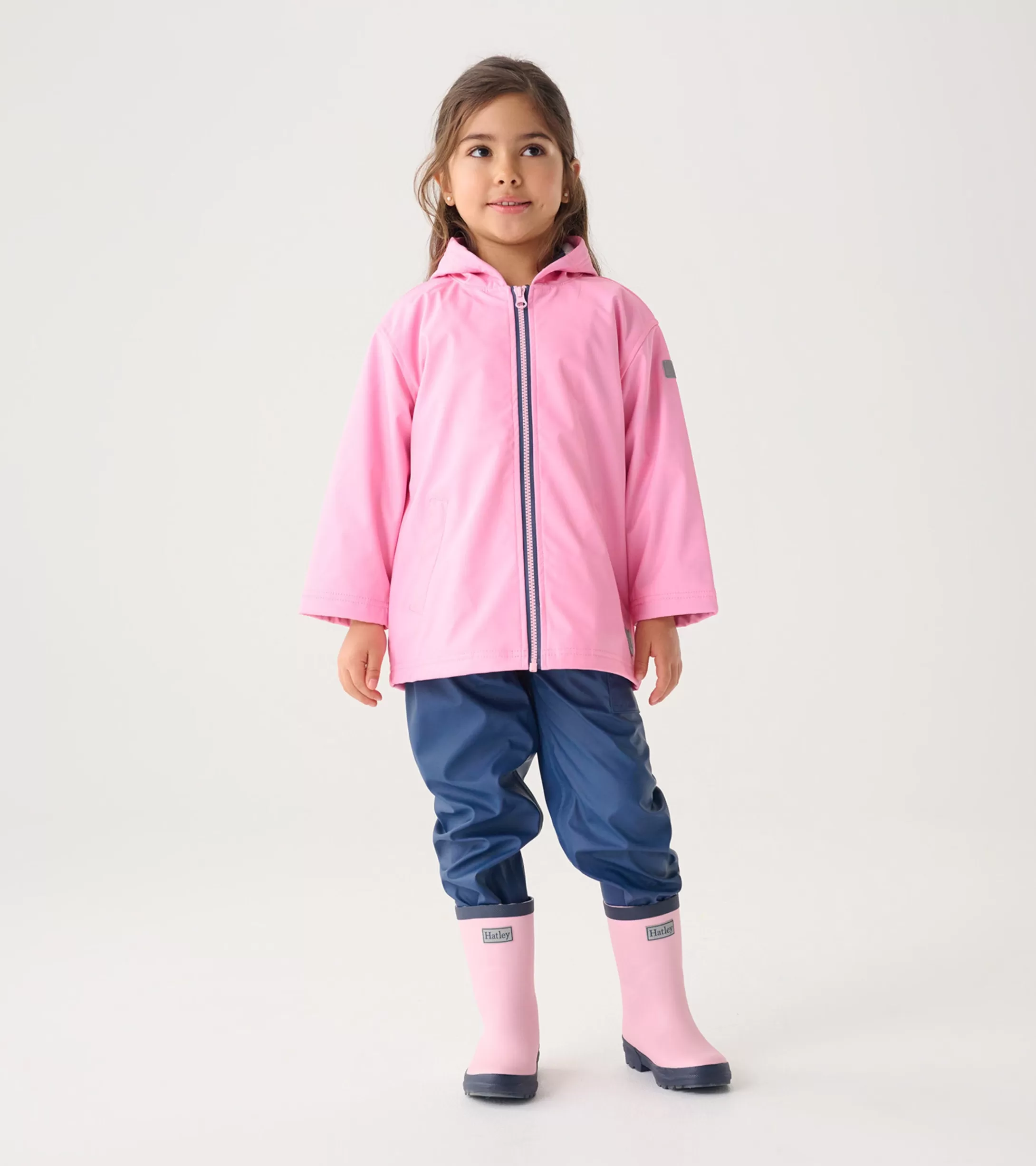 Hatley Girls Classic Pink Zip-Up Rain Jacket New