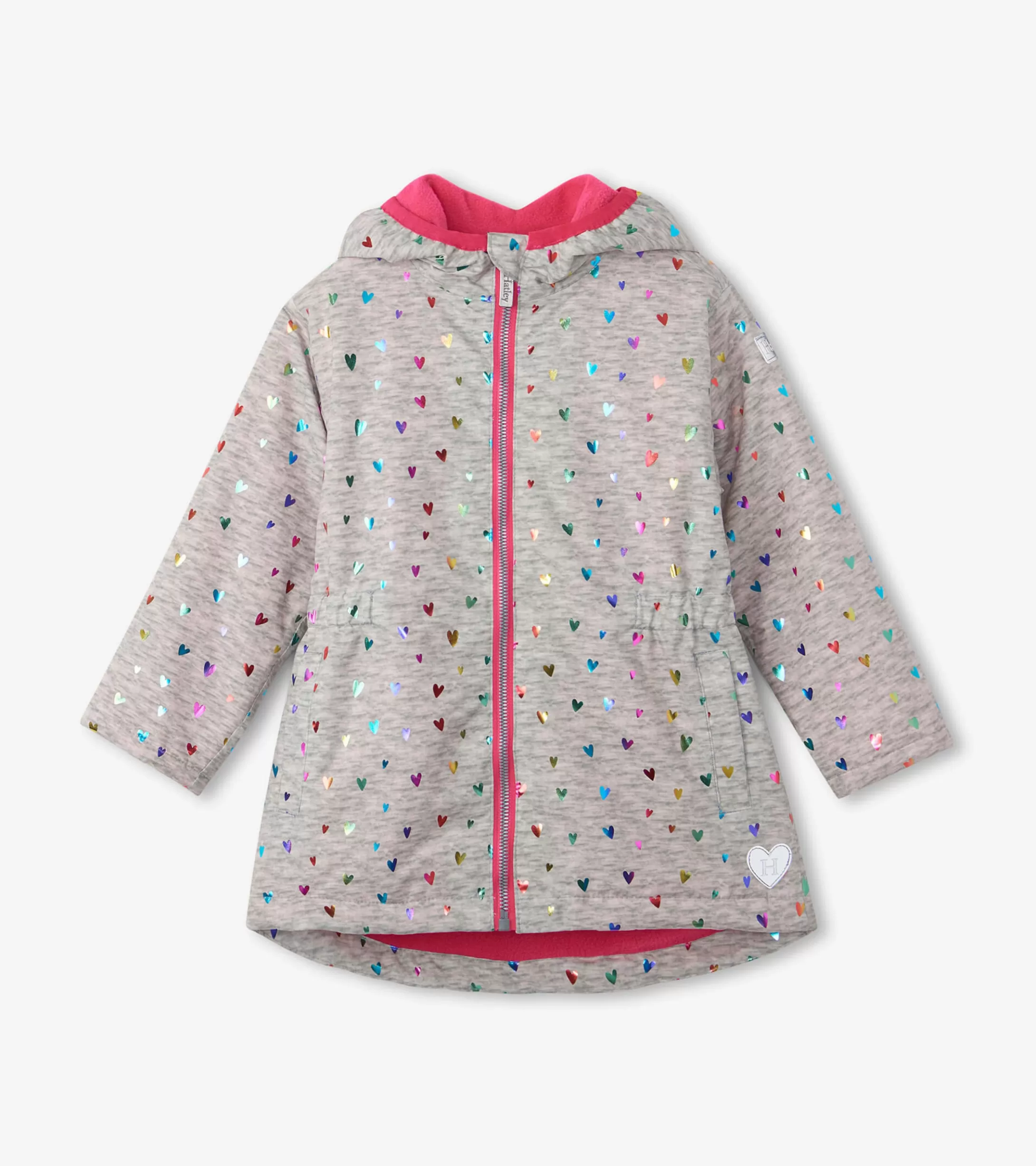 Hatley Girls Confetti Hearts Zip-Up Lightweight Rain Jacket Best Sale