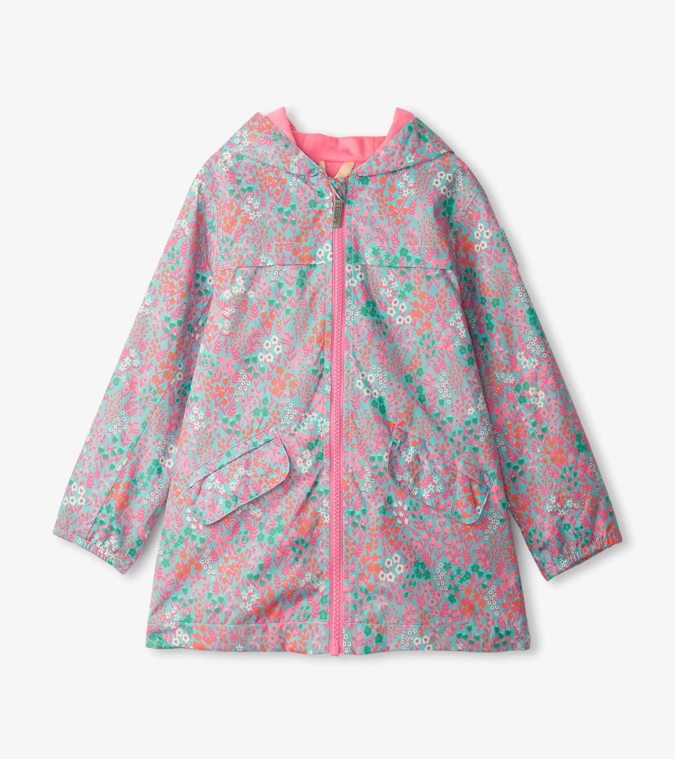 Hatley Girls Ditsy Floral Zip-Up Lightweight Rain Jacket Outlet