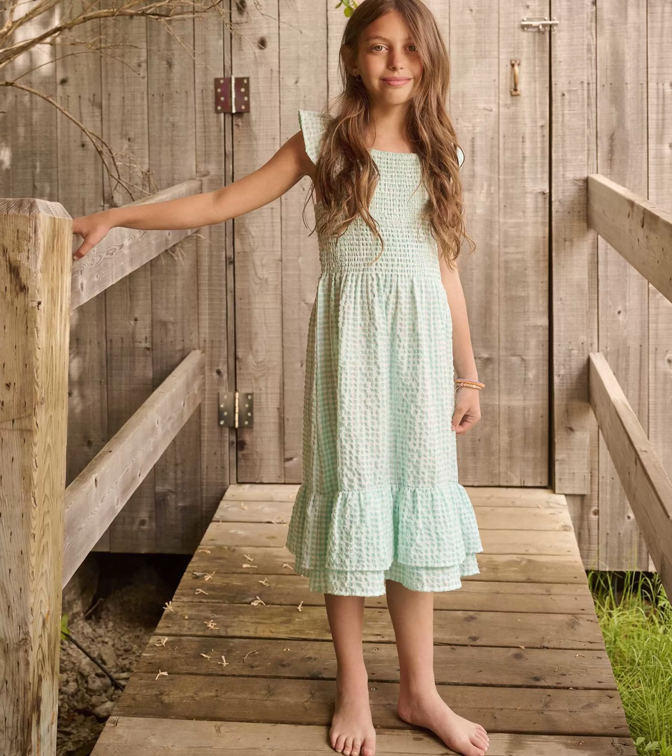 Hatley Girls Gingham Seersucker Smocked Dress Sale