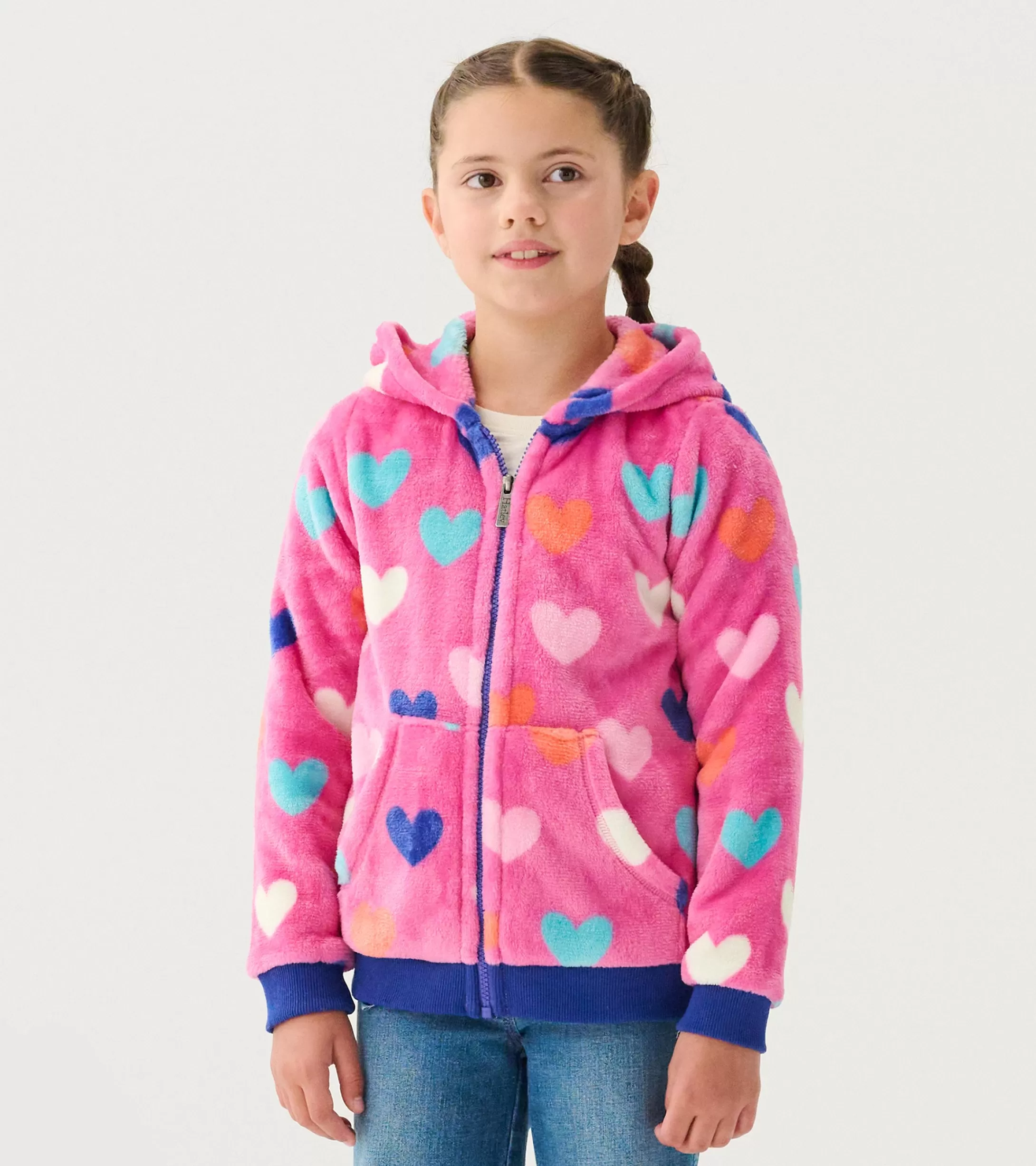 Hatley Girls Hearts Fleece Zip-Up Hoodie Sale