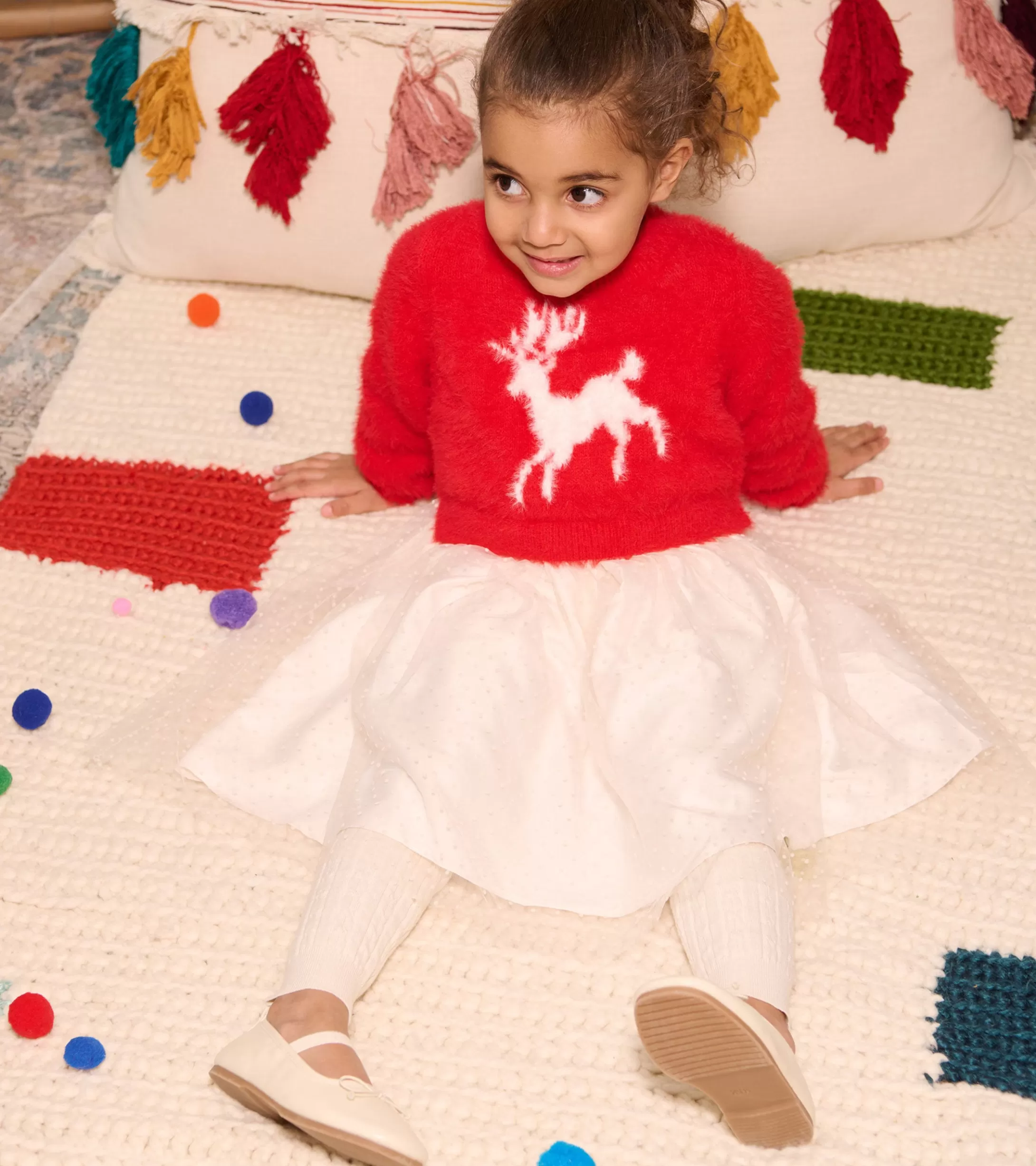 Hatley Girls Holiday Deer Mix Media Dress Store