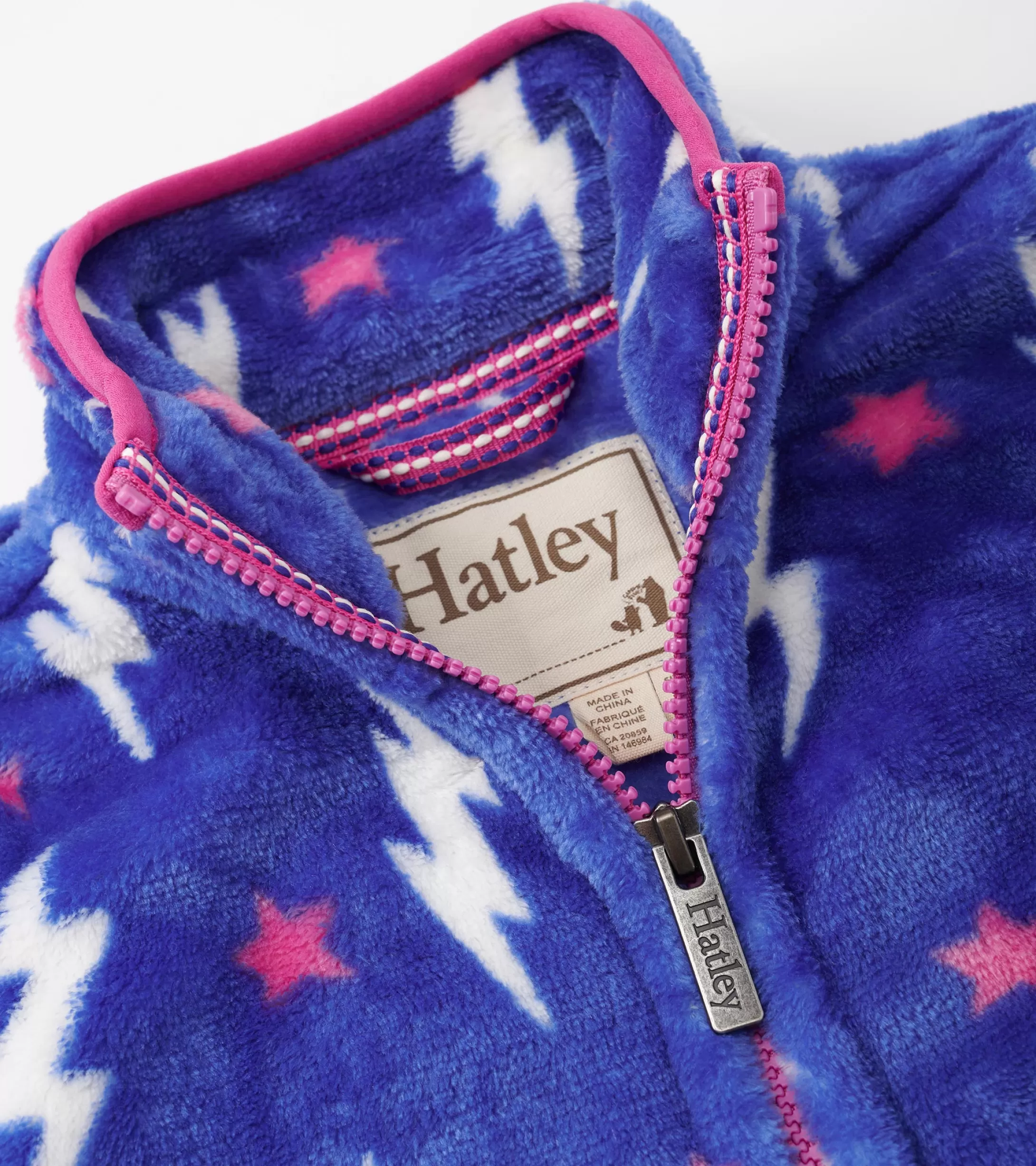 Hatley Girls Lightning Bolts Fuzzy Fleece Zip-Up Jacket New