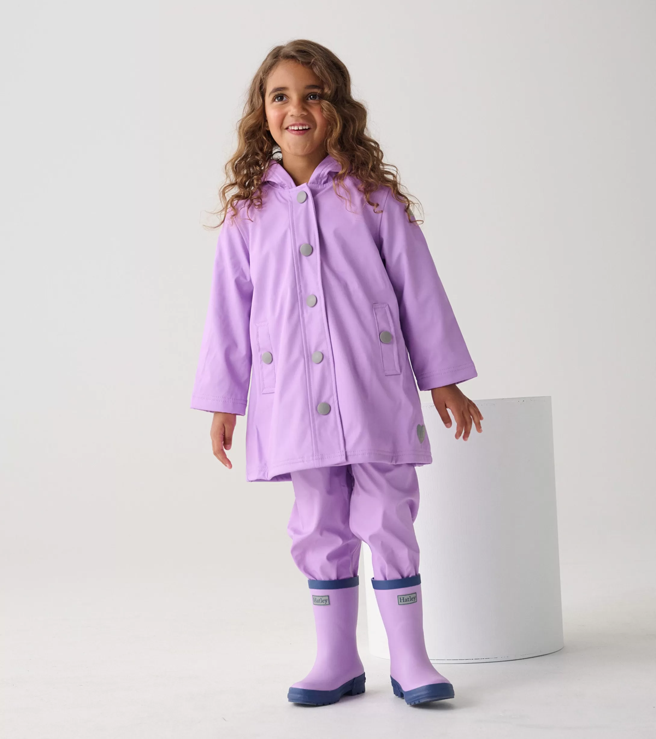 Hatley Girls Lilac Button-Up Rain Jacket Hot