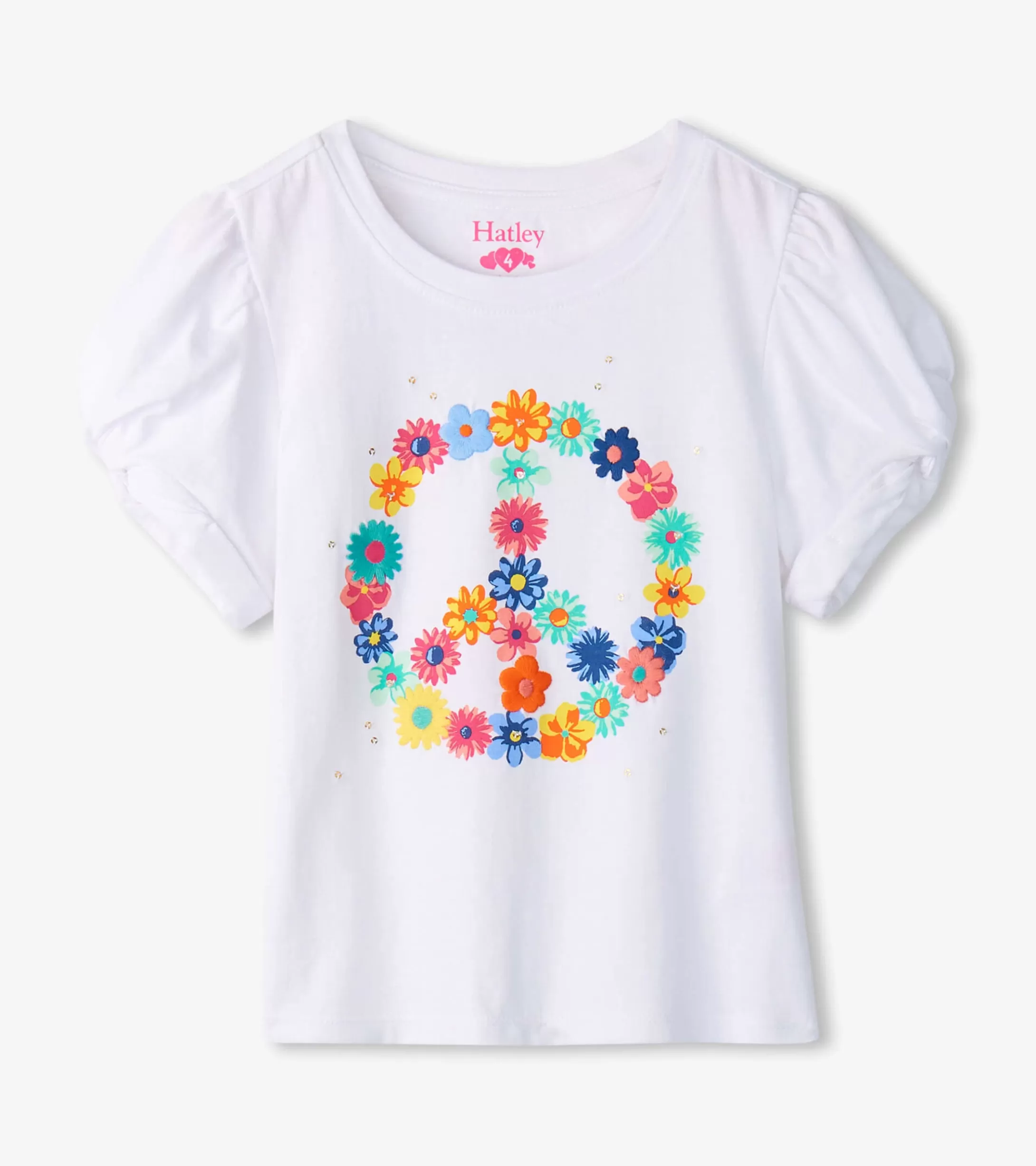 Hatley Girls Peace Flower Twisted Sleeve Tee Best