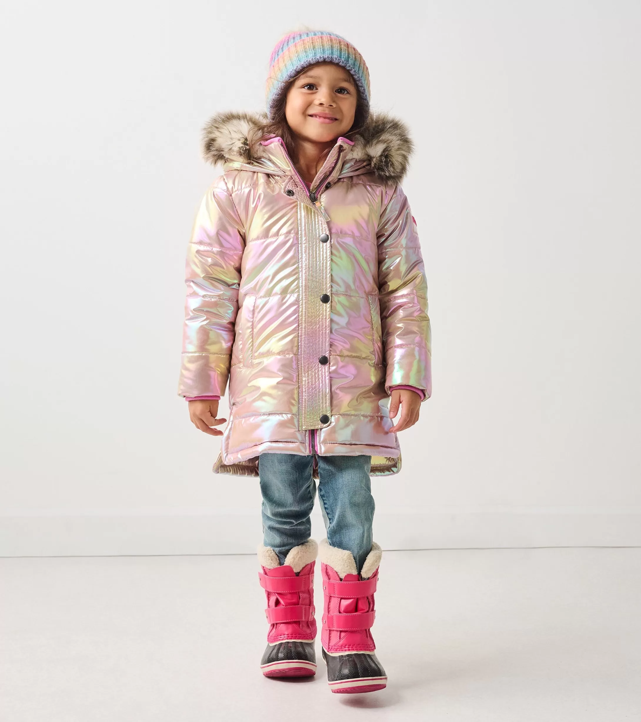 Hatley Girls Pink Moon Puffer Jacket Hot