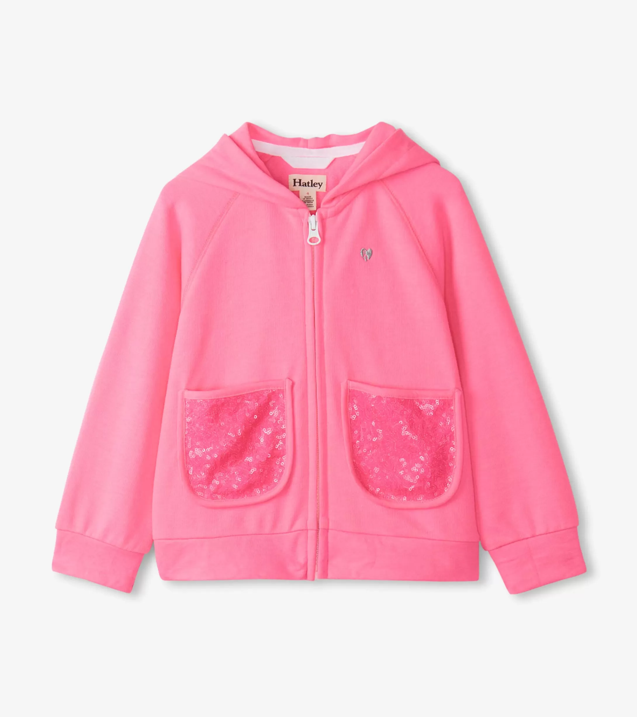 Hatley Girls Pink Neon Raglan Hoodie Clearance