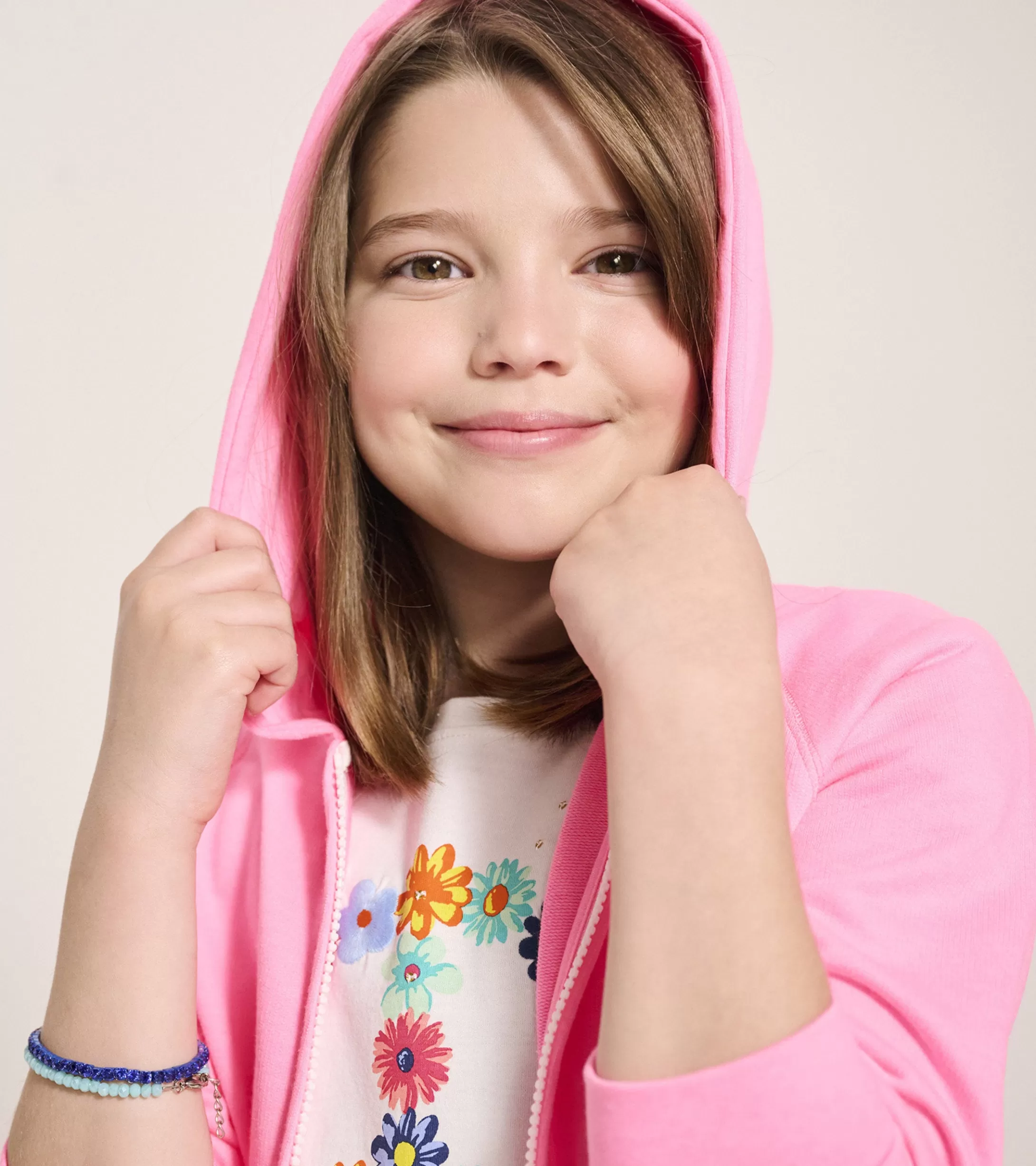 Hatley Girls Pink Neon Raglan Hoodie Clearance