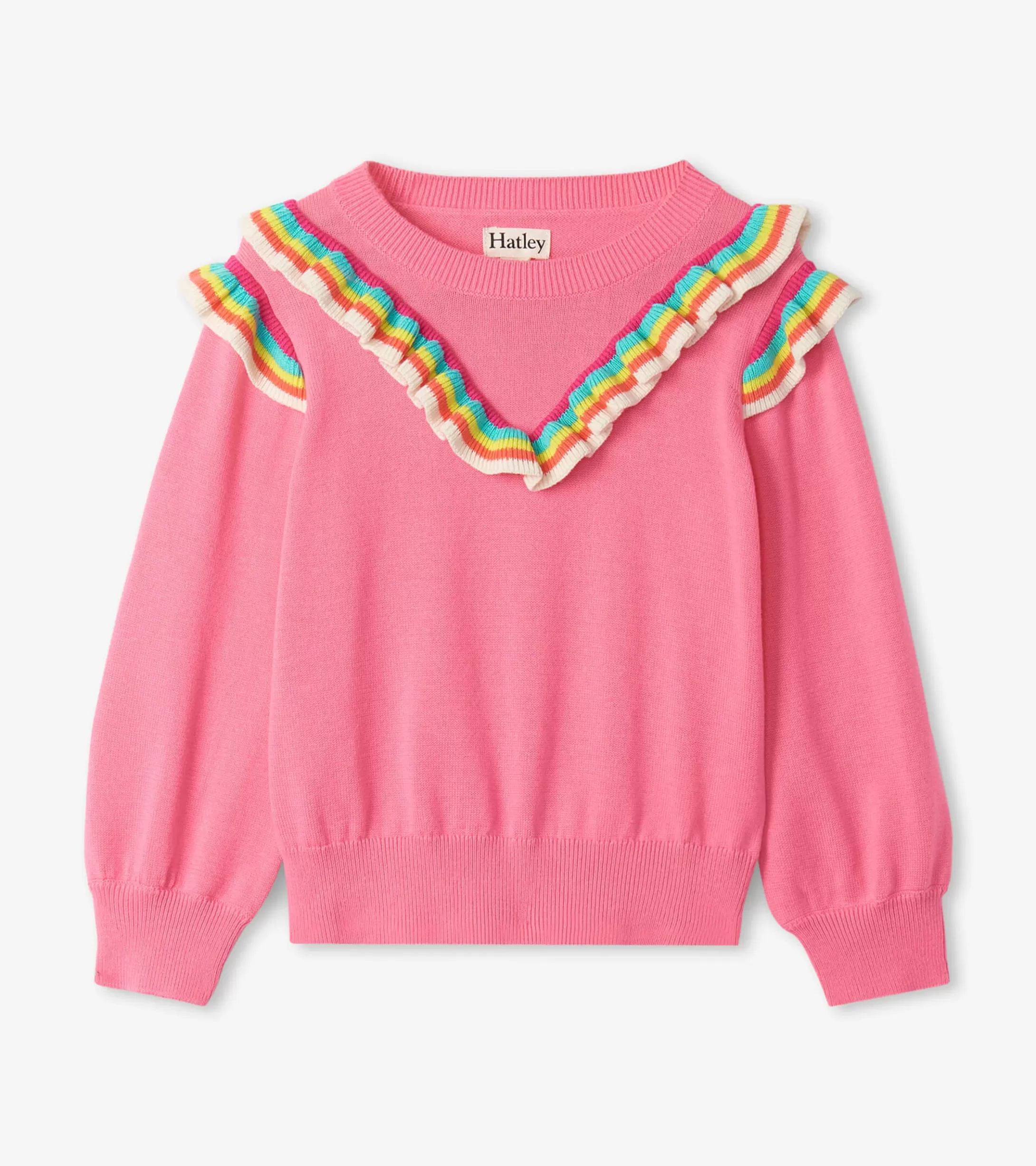 Hatley Girls Pink Rainbow Ruffle Sweater Shop