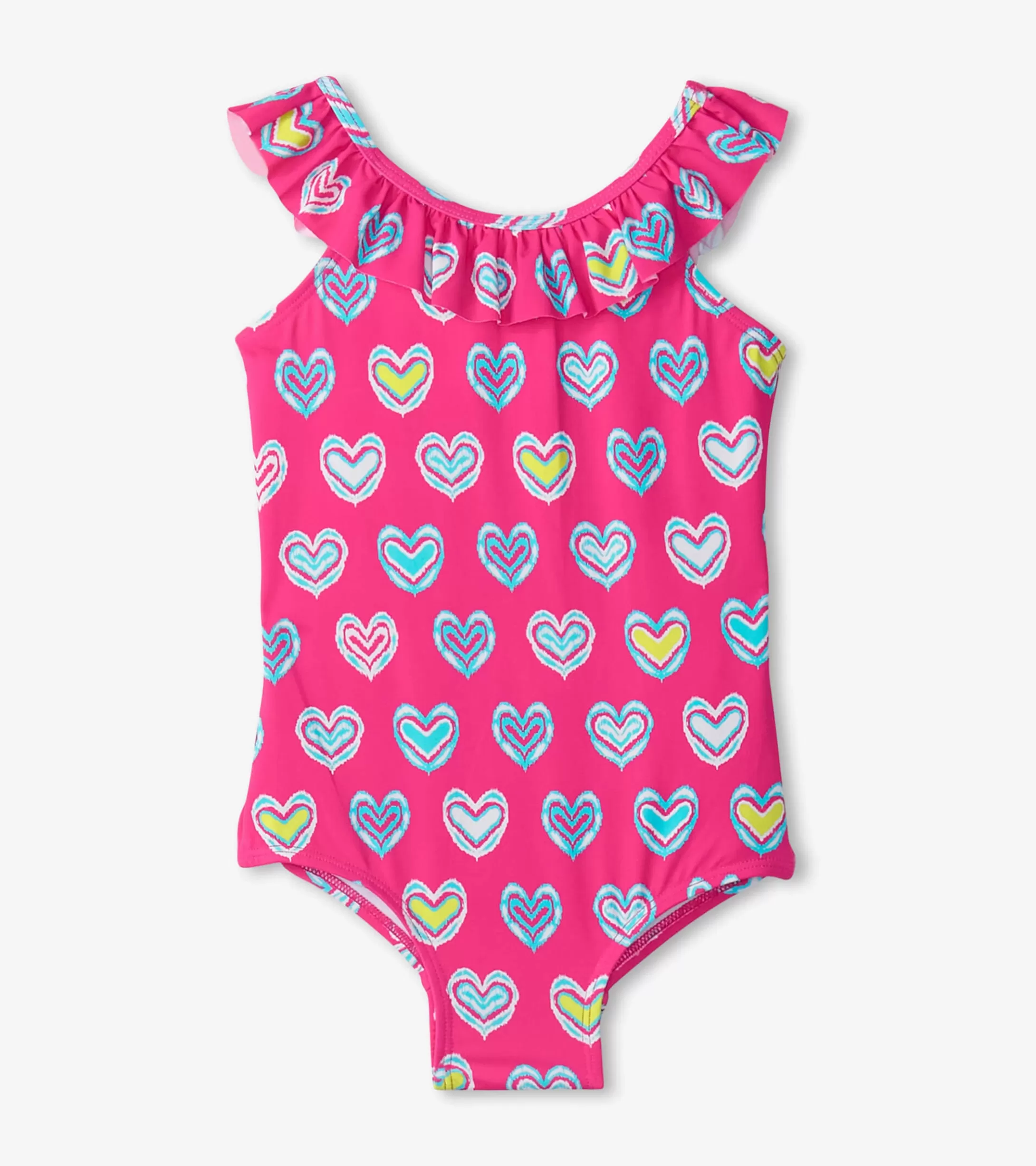 Hatley Girls Pink Shibori Hearts Ruffle Sleeve Swimsuit Online