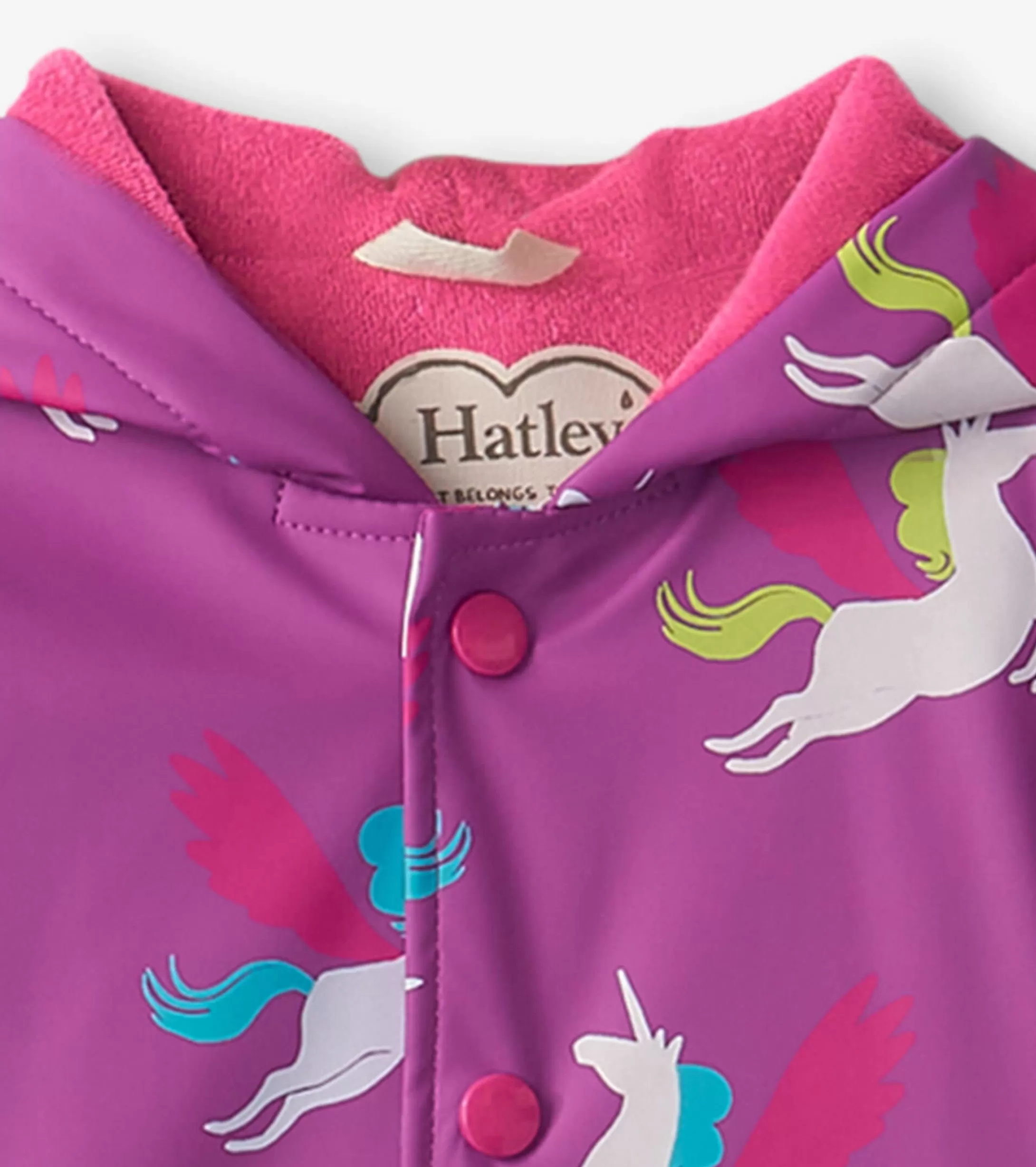Hatley Girls Pretty Unicorn Colour Changing Button-Up Rain Jacket Hot