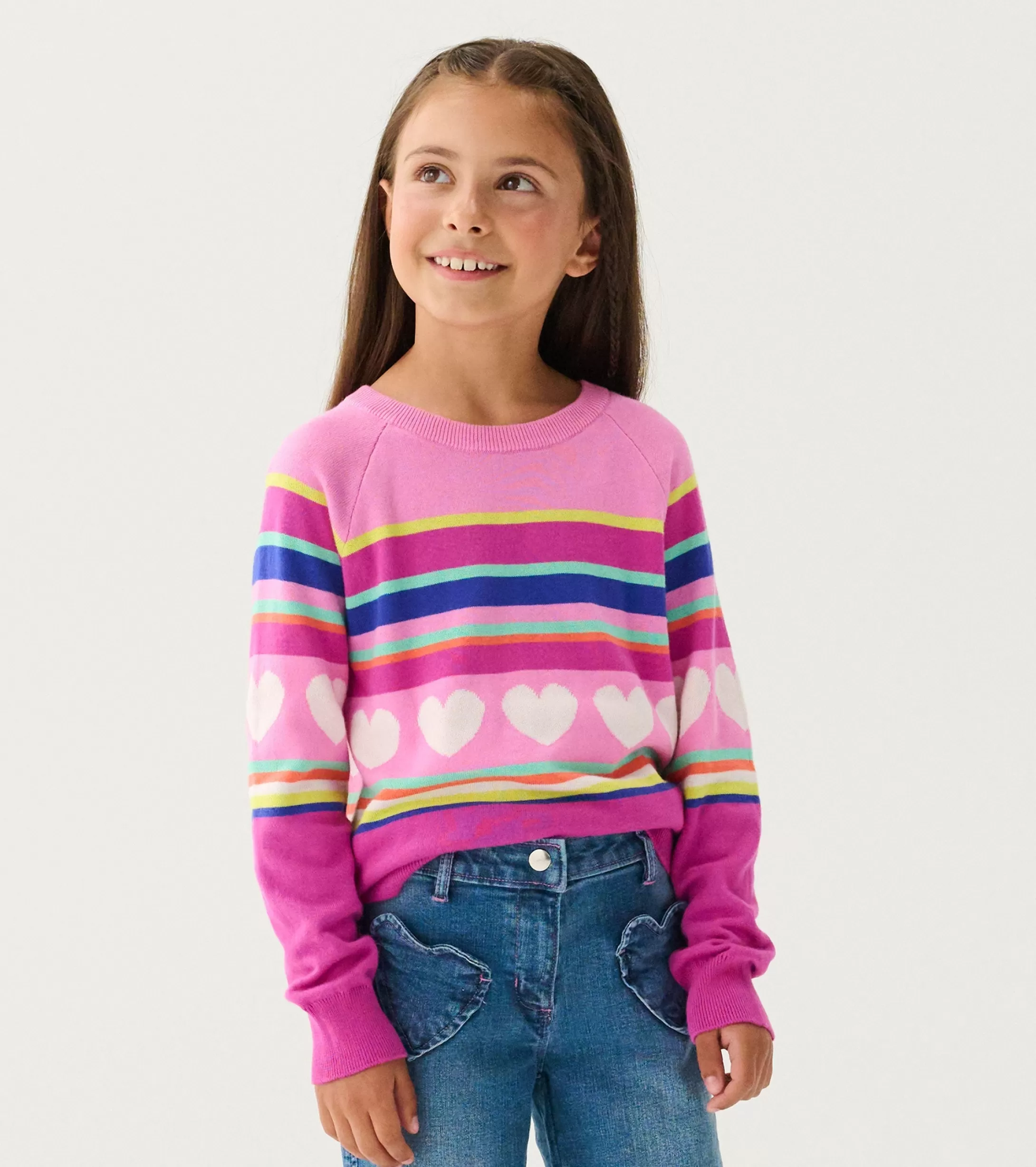 Hatley Girls Rainbow Heart Sweater Hot