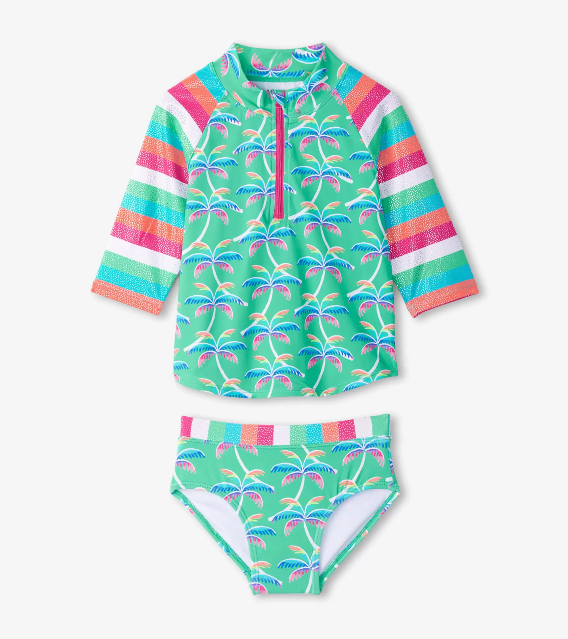 Hatley Girls Rainbow Palm Two-Piece Rashguard Set Store