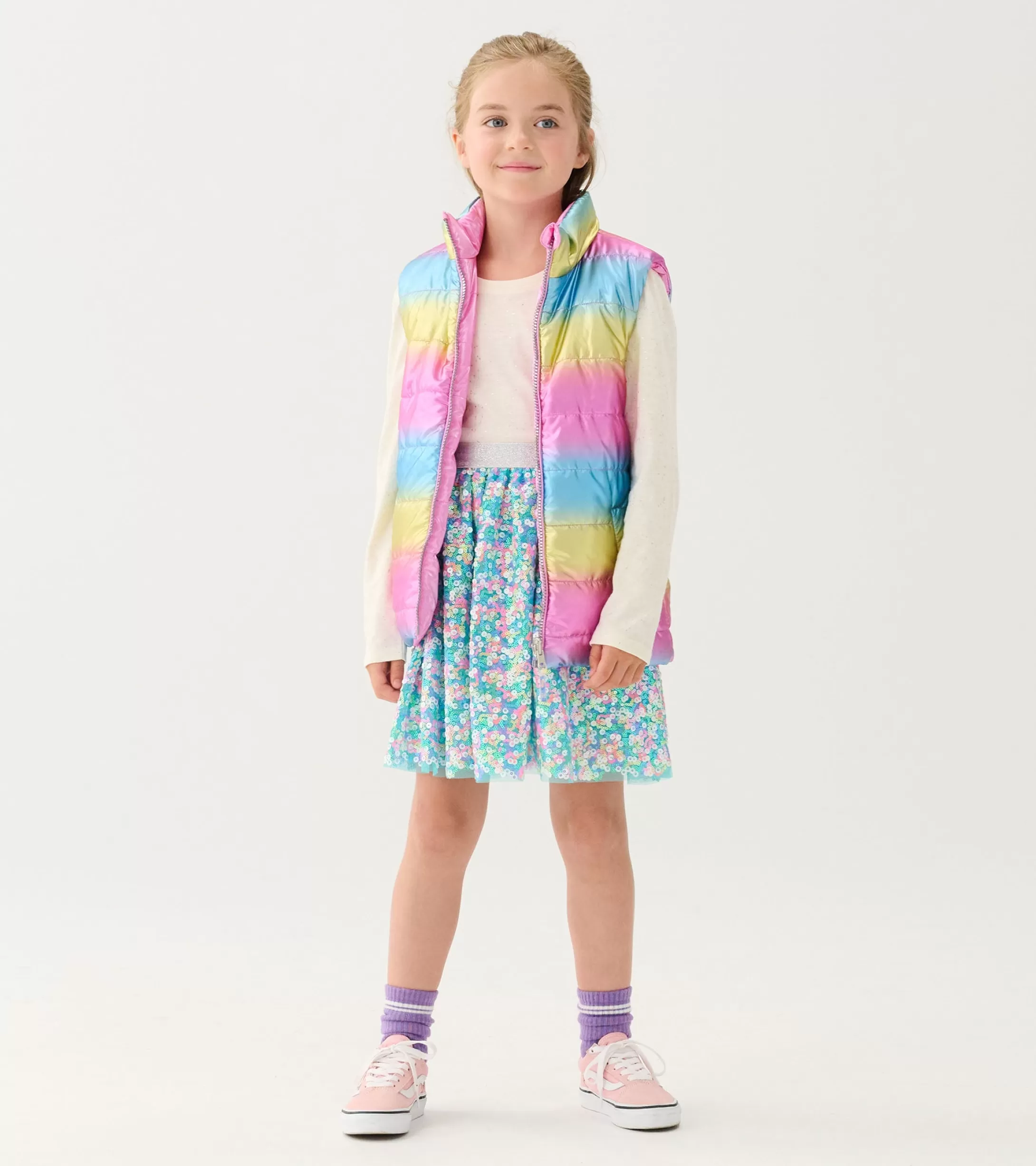 Hatley Girls Rainbow Shine Reversible Quilted Vest Fashion