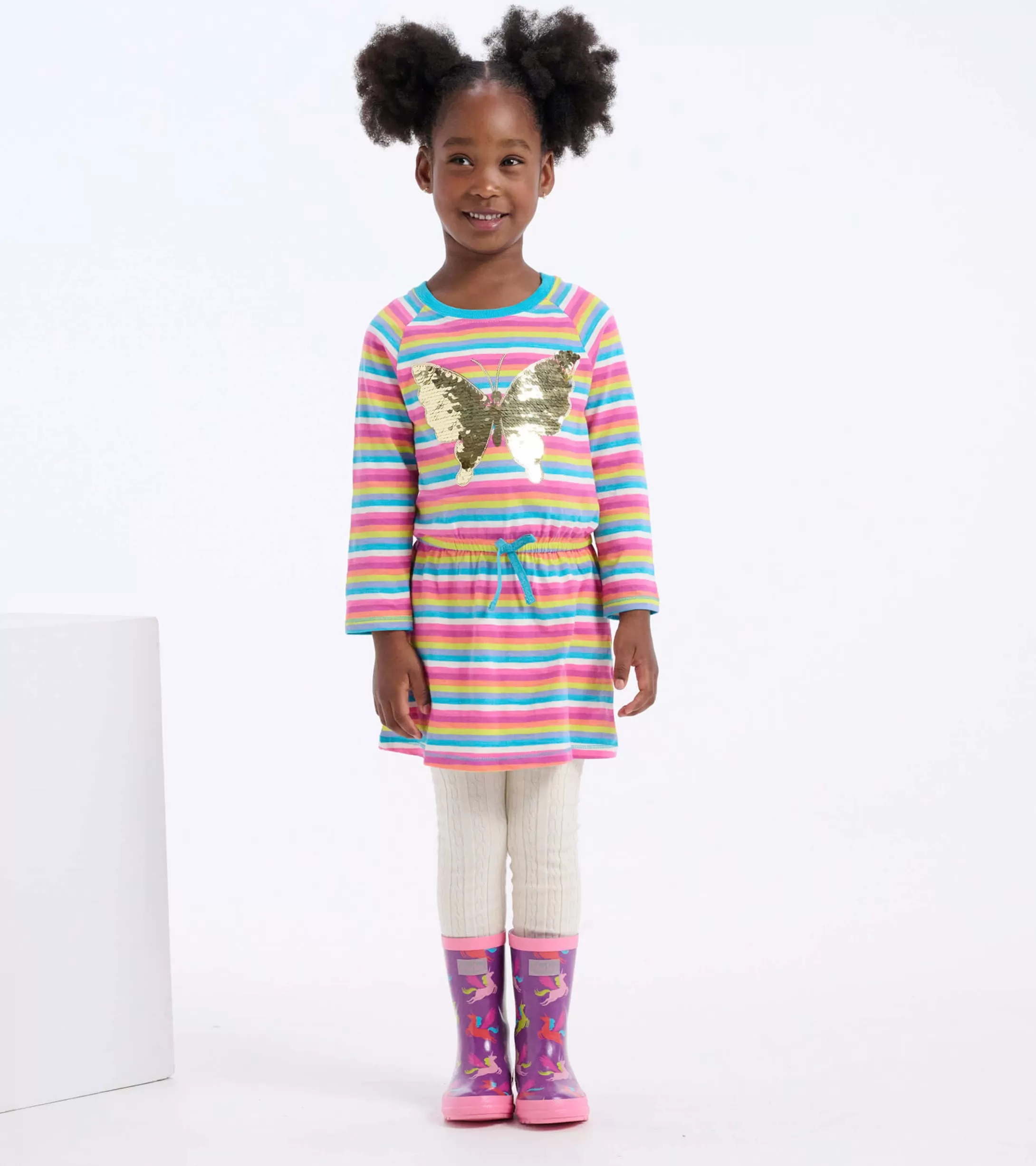 Hatley Girls Rainbow Stripes Drop Waist Dress Shop