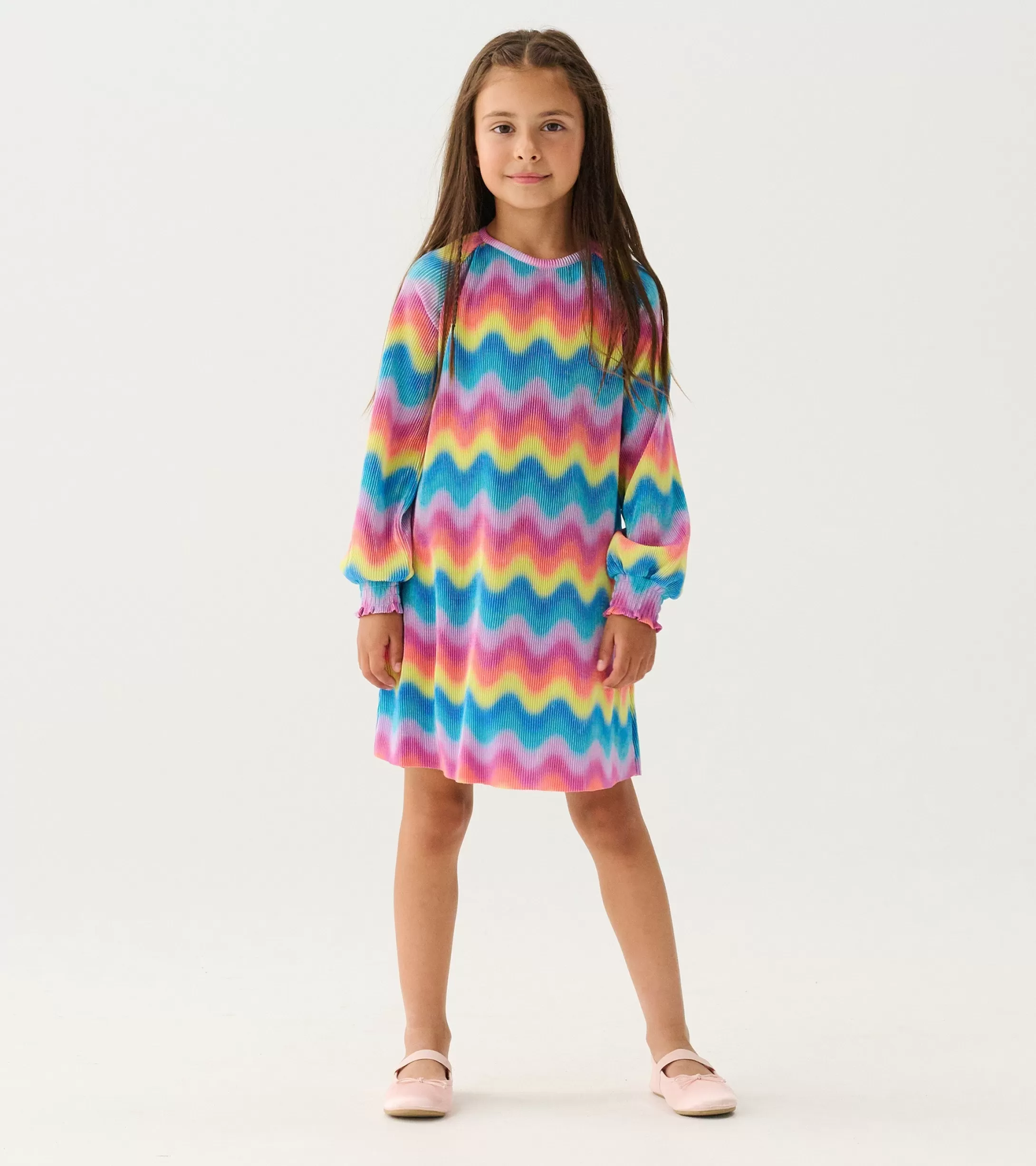 Hatley Girls Rainbow Wave Pleated A-Line Dress Cheap