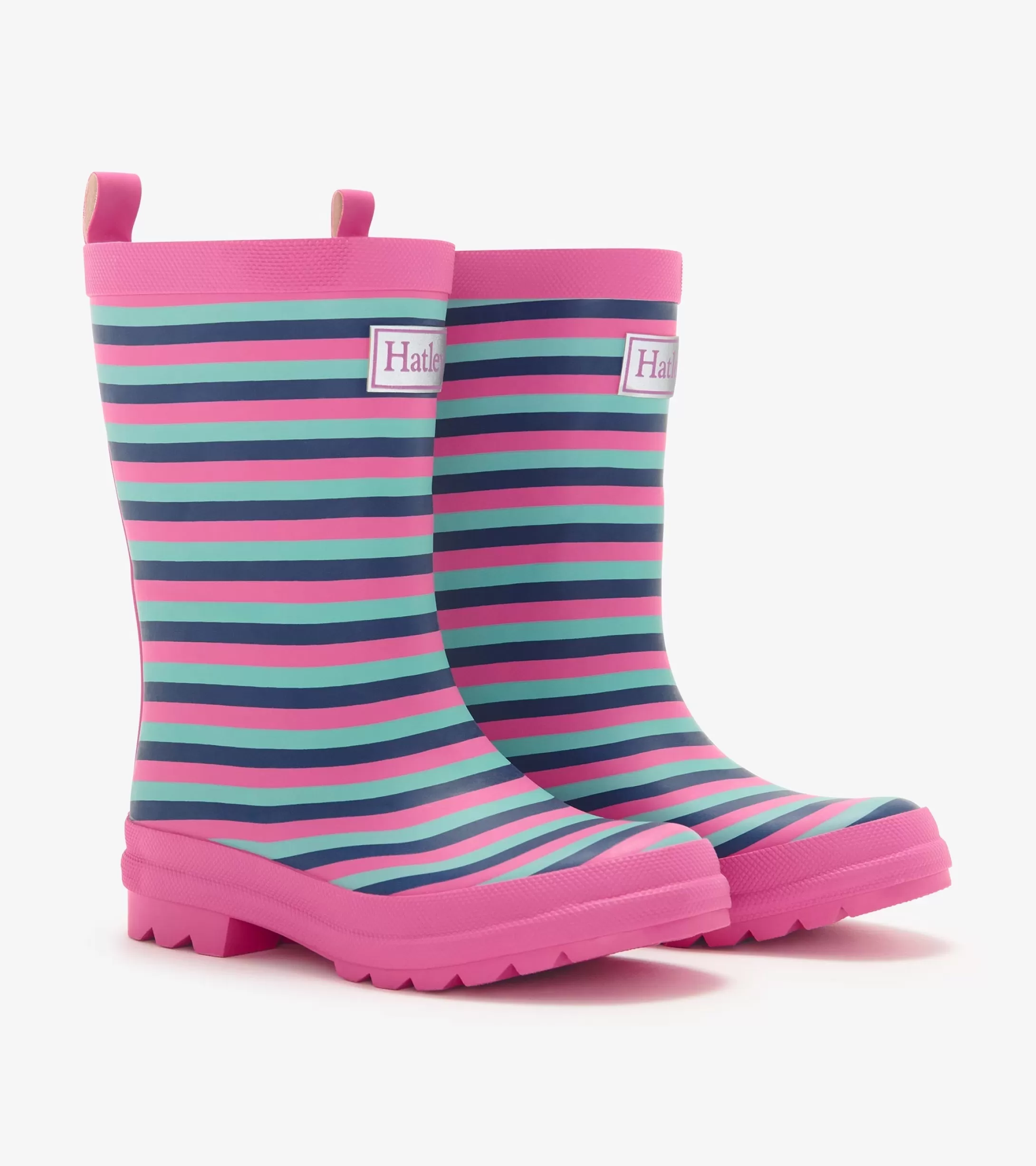 Hatley Girls Rose Violet Stripes Matte Rain Boots Cheap