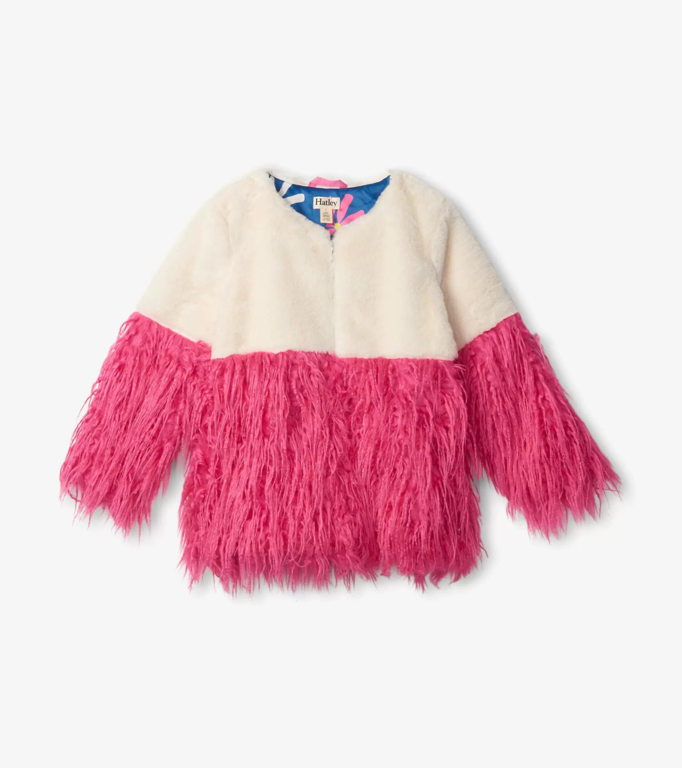 Hatley Girls Sheer Pink Faux Fur Jacket Hot