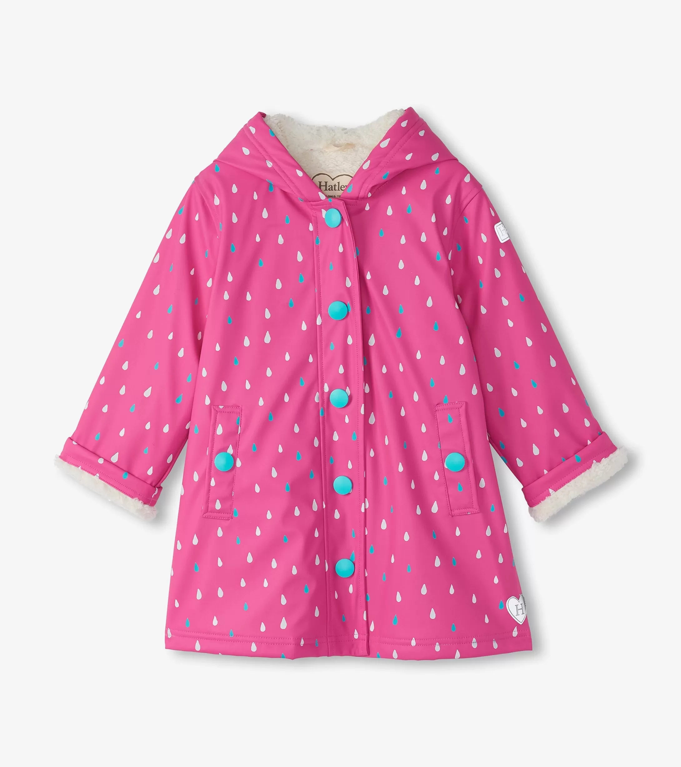 Hatley Girls Tiny Dots Sherpa Lined Button-Up Rain Jacket Cheap