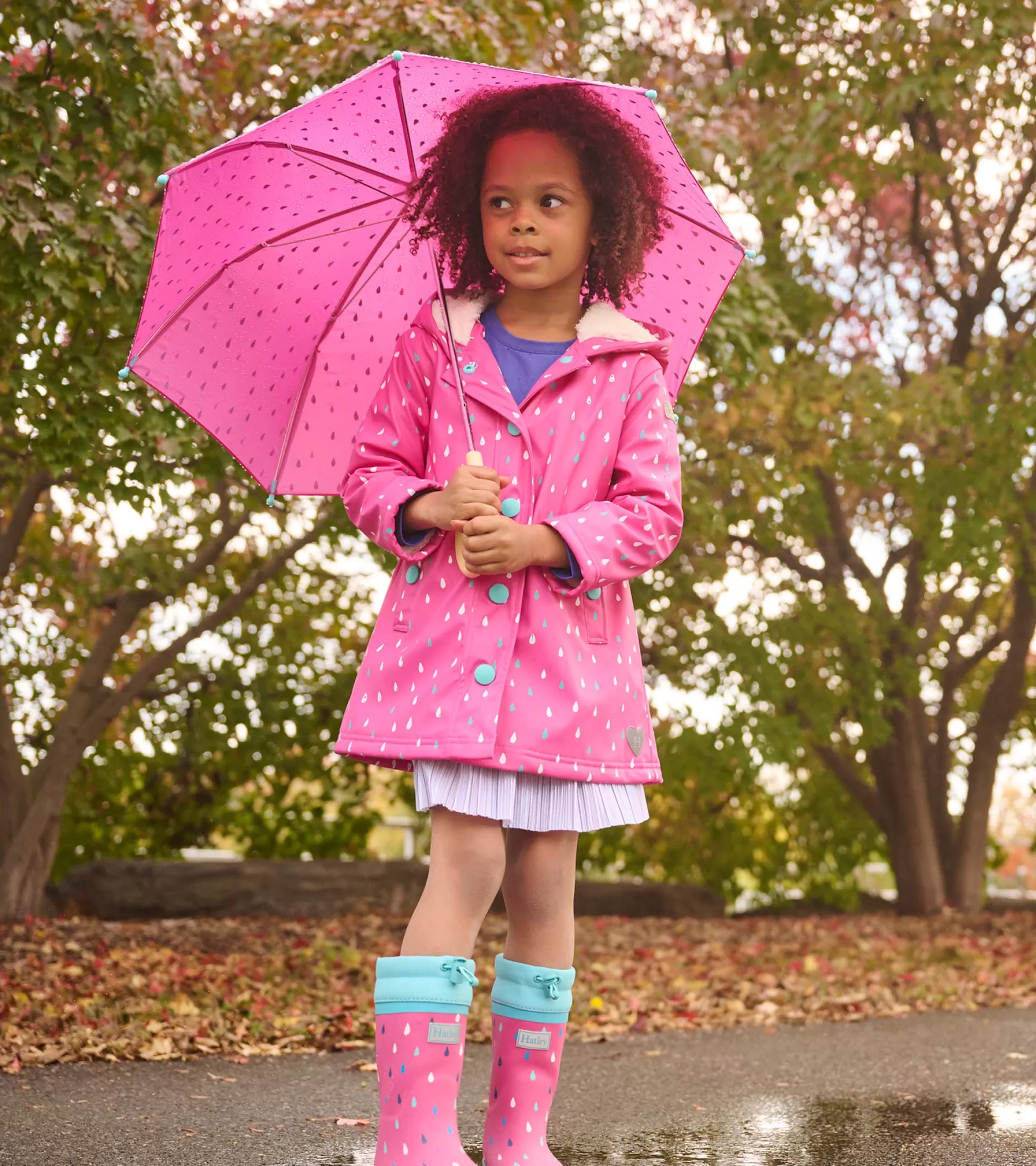 Hatley Girls Tiny Drops Sherpa Lined Rain Boots New