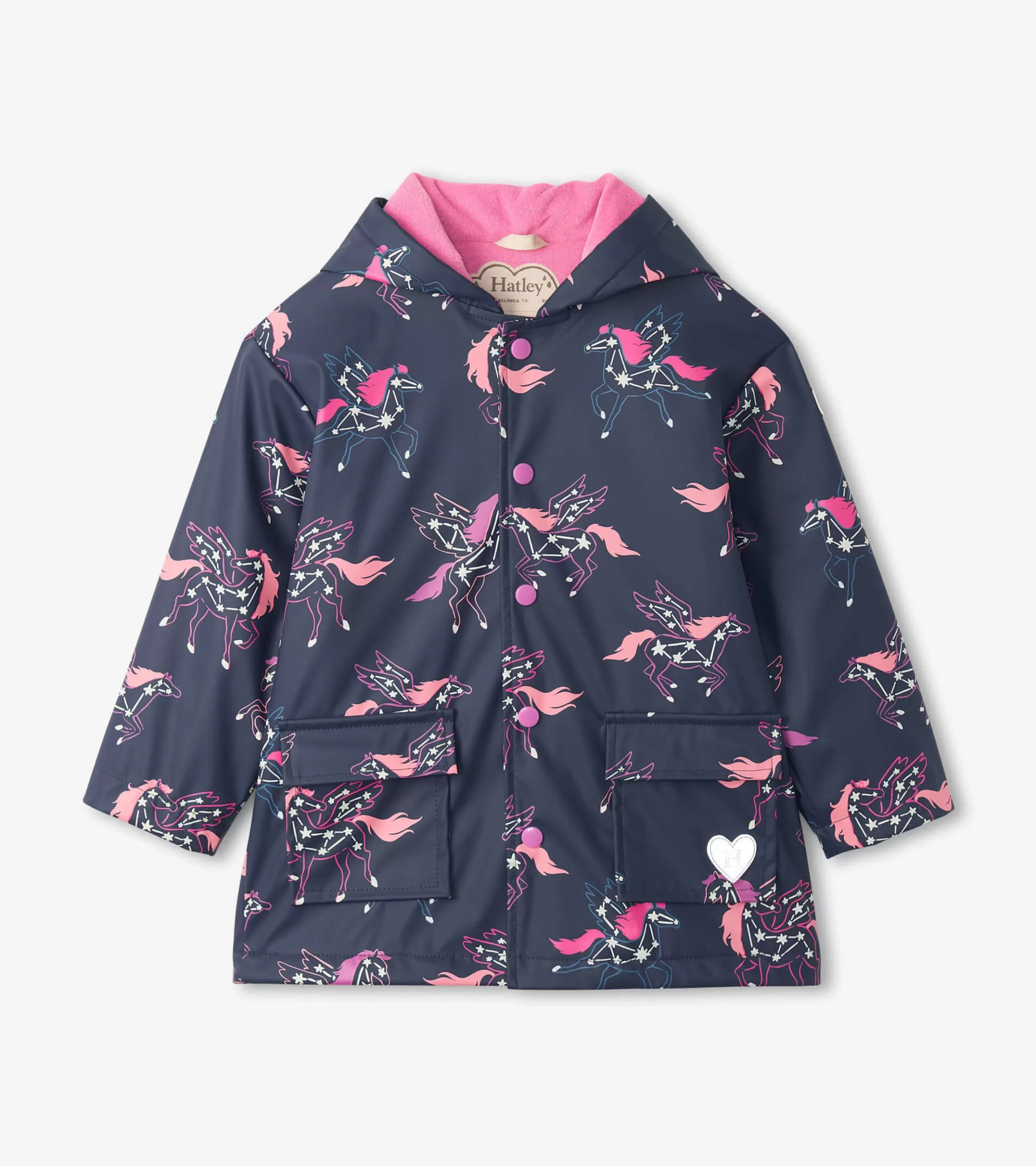 Hatley Girls Unicorn Constellations Colour Changing Button-Up Rain Jacket Best