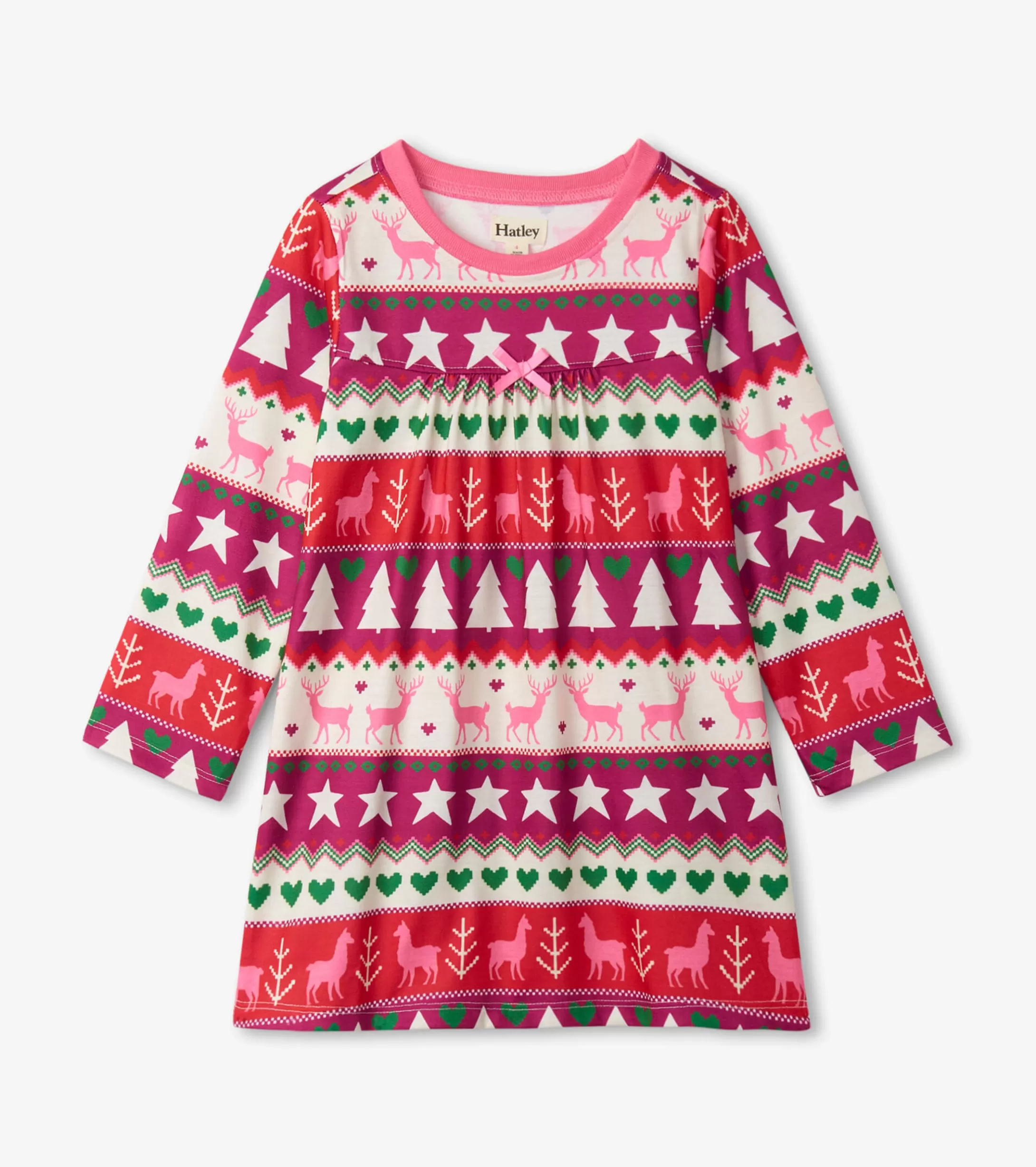 Hatley Holiday Fair Isle Long Sleeve Girls Nightgown Best