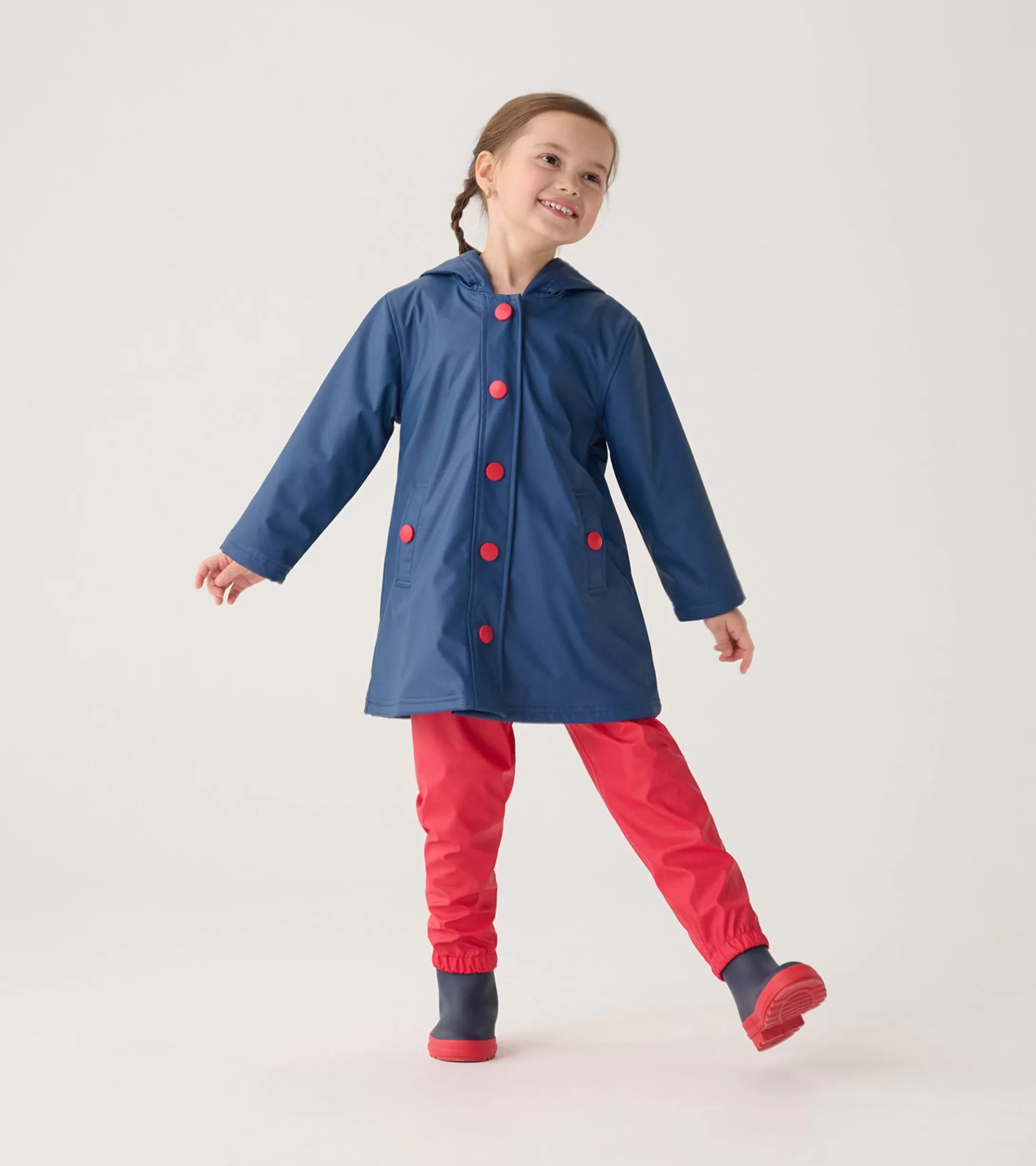 Hatley Kids Navy & Red Button-Up Rain Jacket Clearance