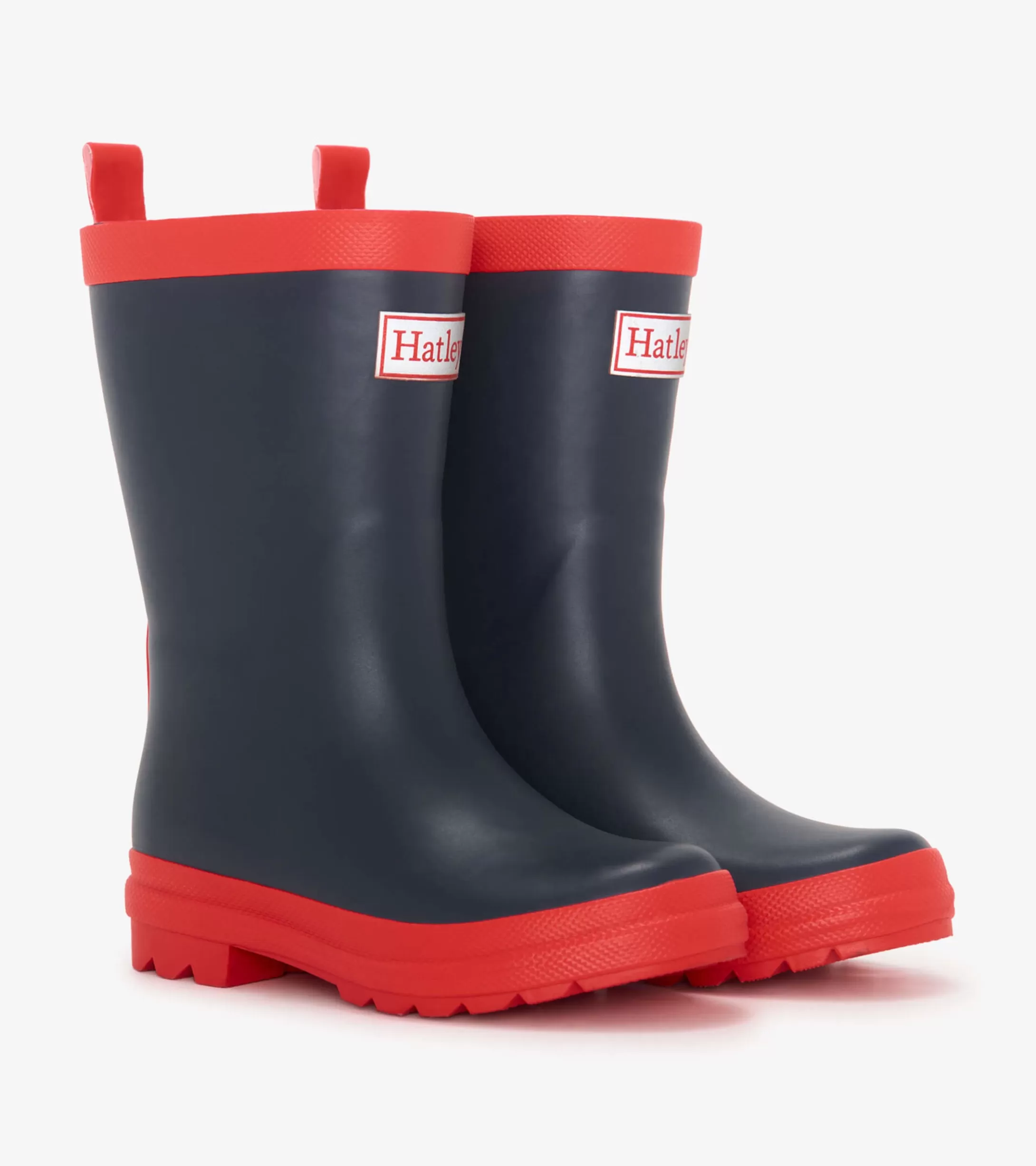 Hatley Kids Navy & Red Matte Rain Boots Flash Sale