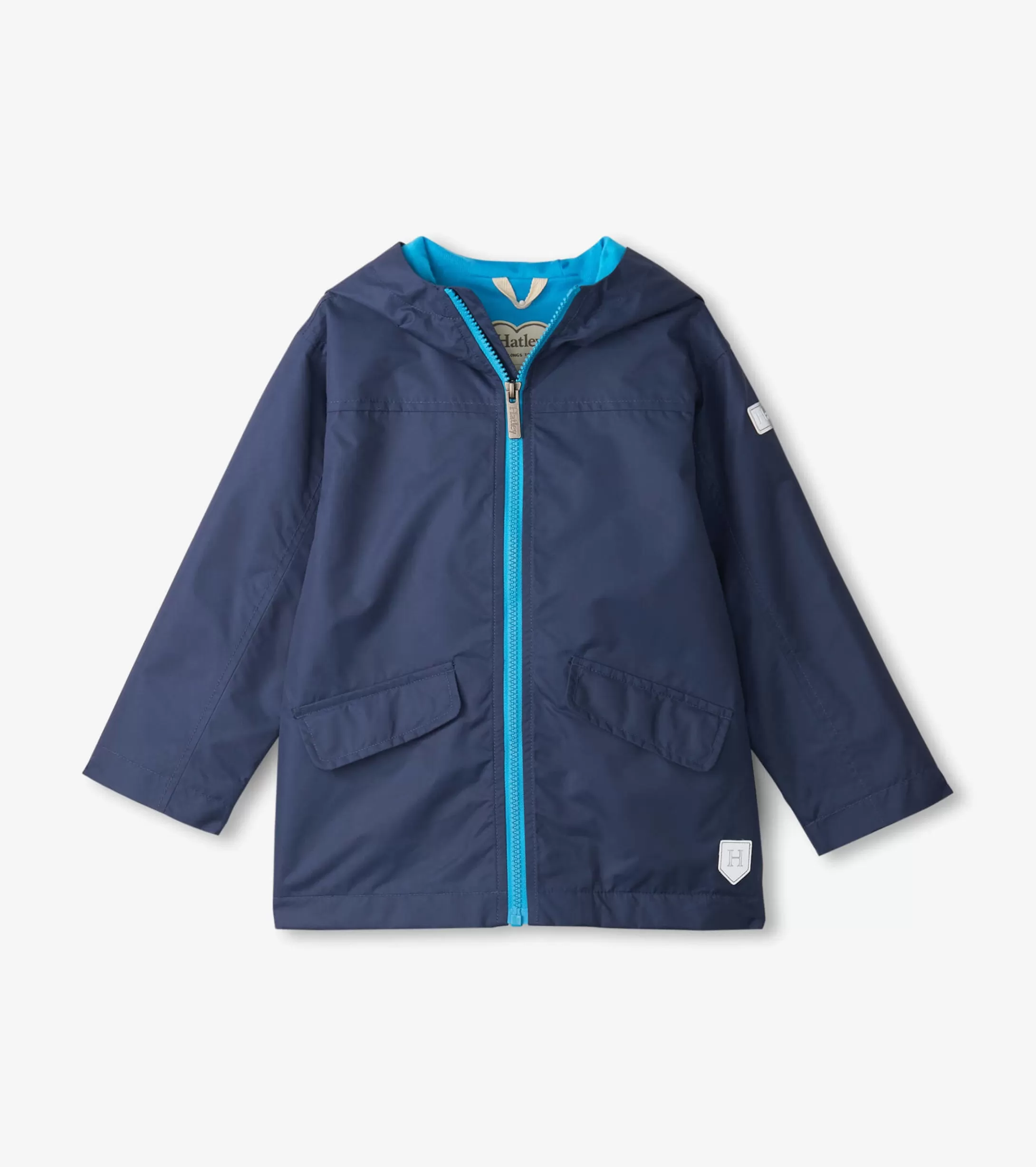 Hatley Kids Navy Zip-Up Lightweight Rain Jacket Best Sale