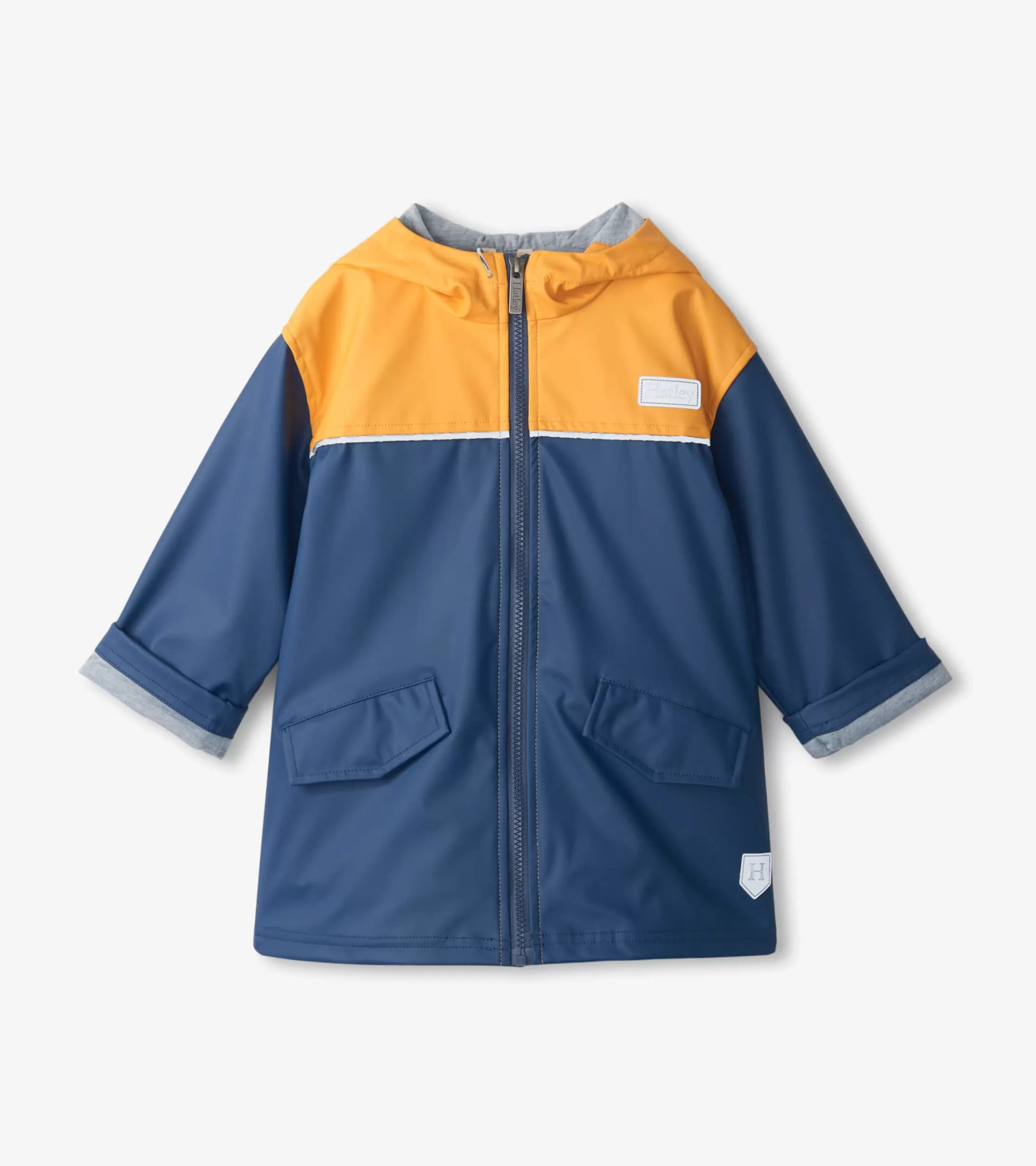 Hatley Kids Yellow & Navy Zip-Up Rain Jacket Sale