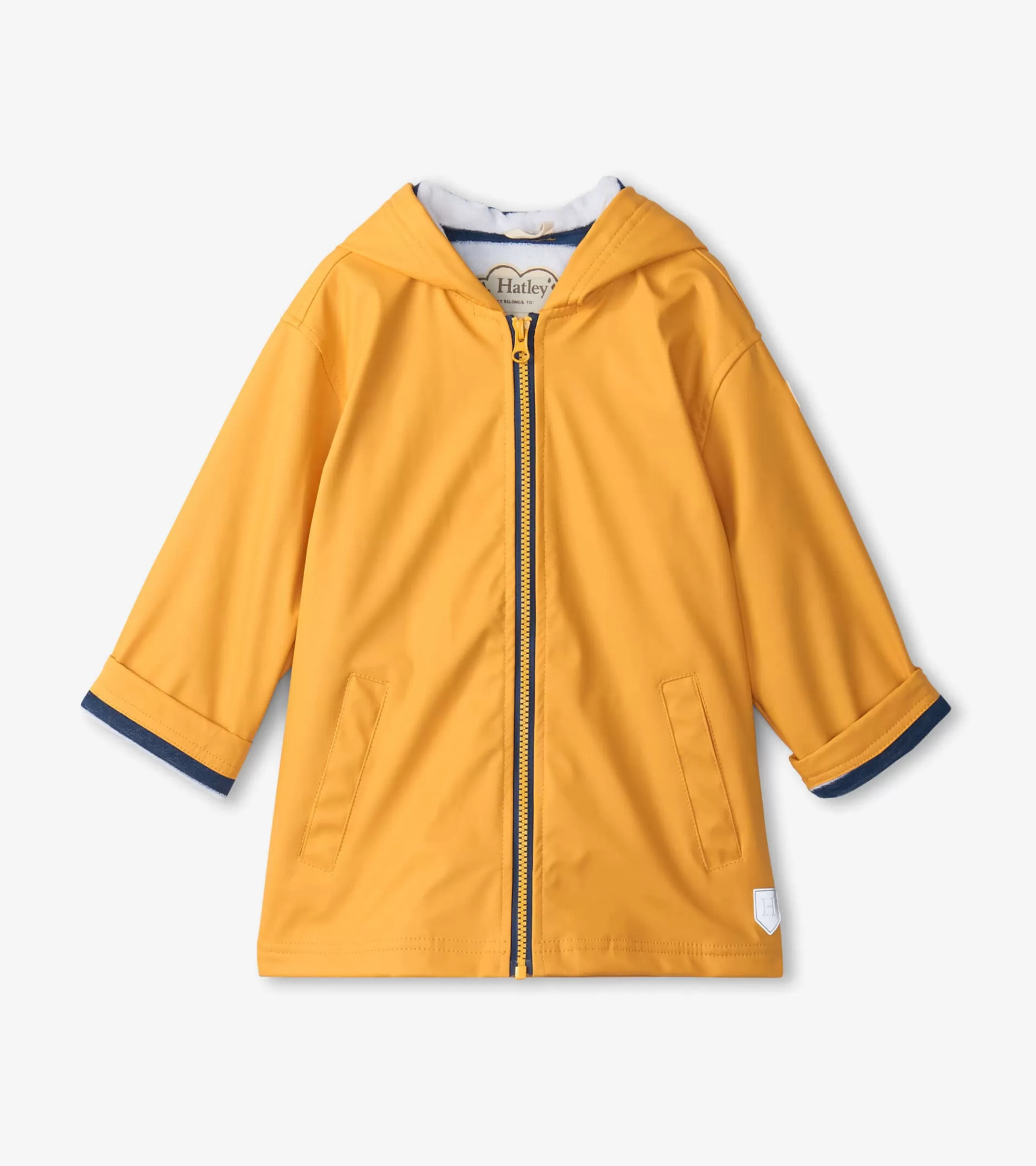 Hatley Kids Yellow Zip-Up Rain Jacket Outlet