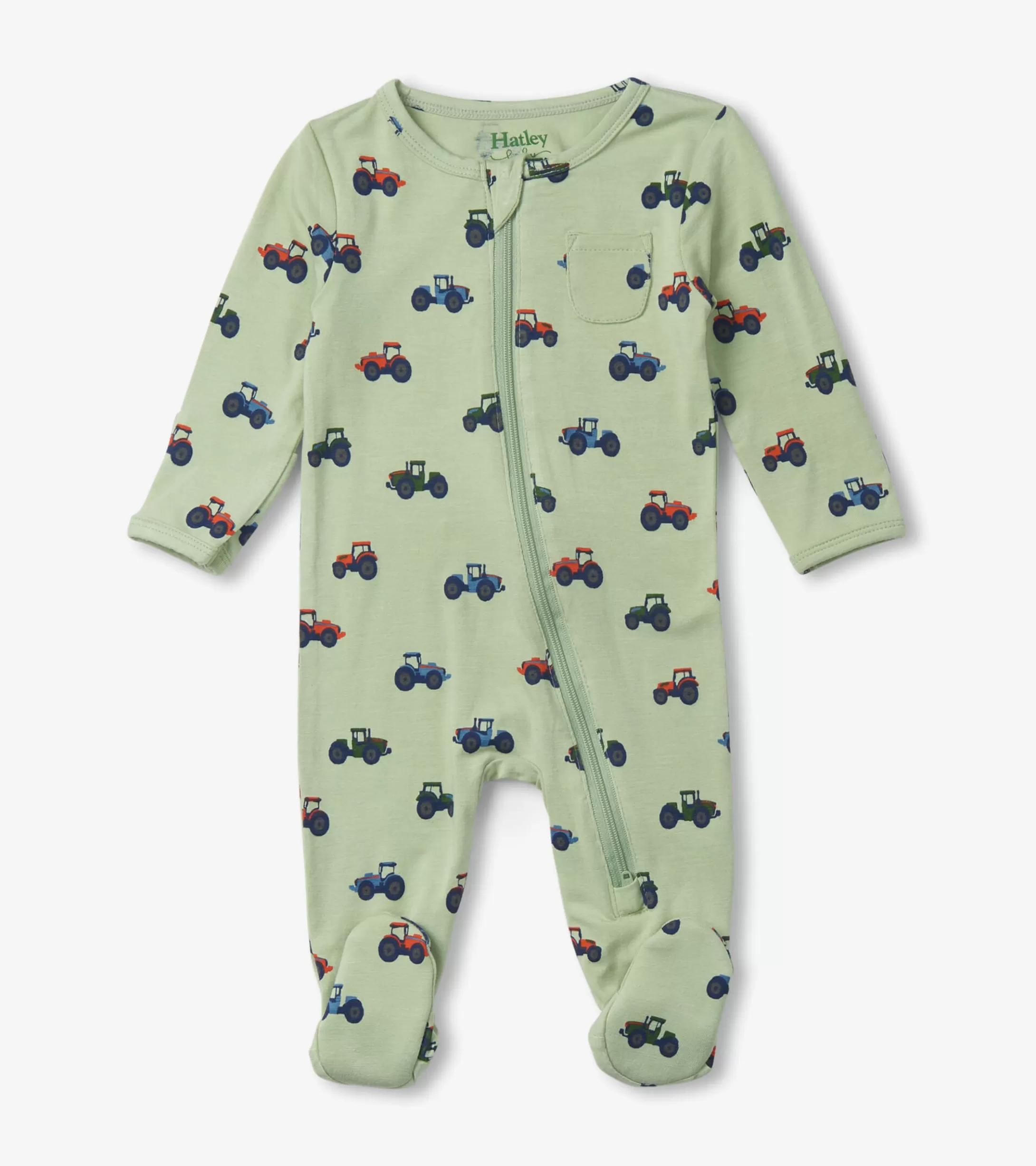 Hatley Little Tractors Newborn Zip-Up Footed Sleeper Cheap