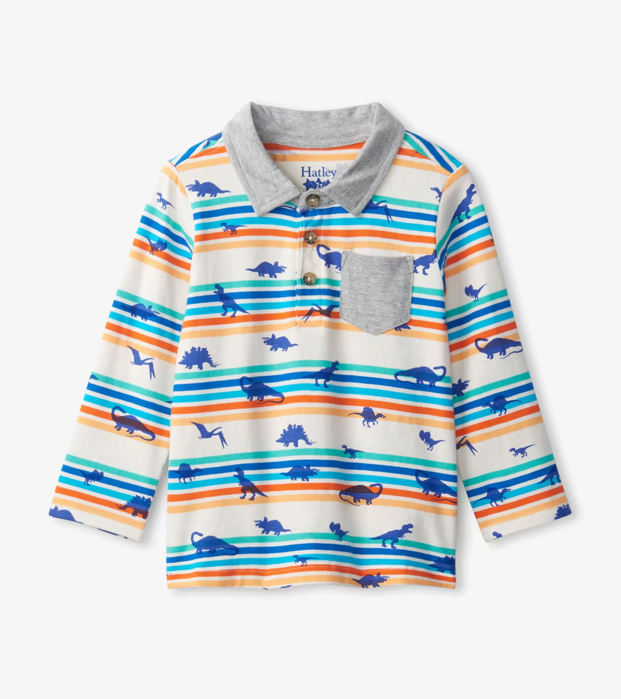 Hatley Mini Dinos Long Sleeve Polo T-Shirt Discount