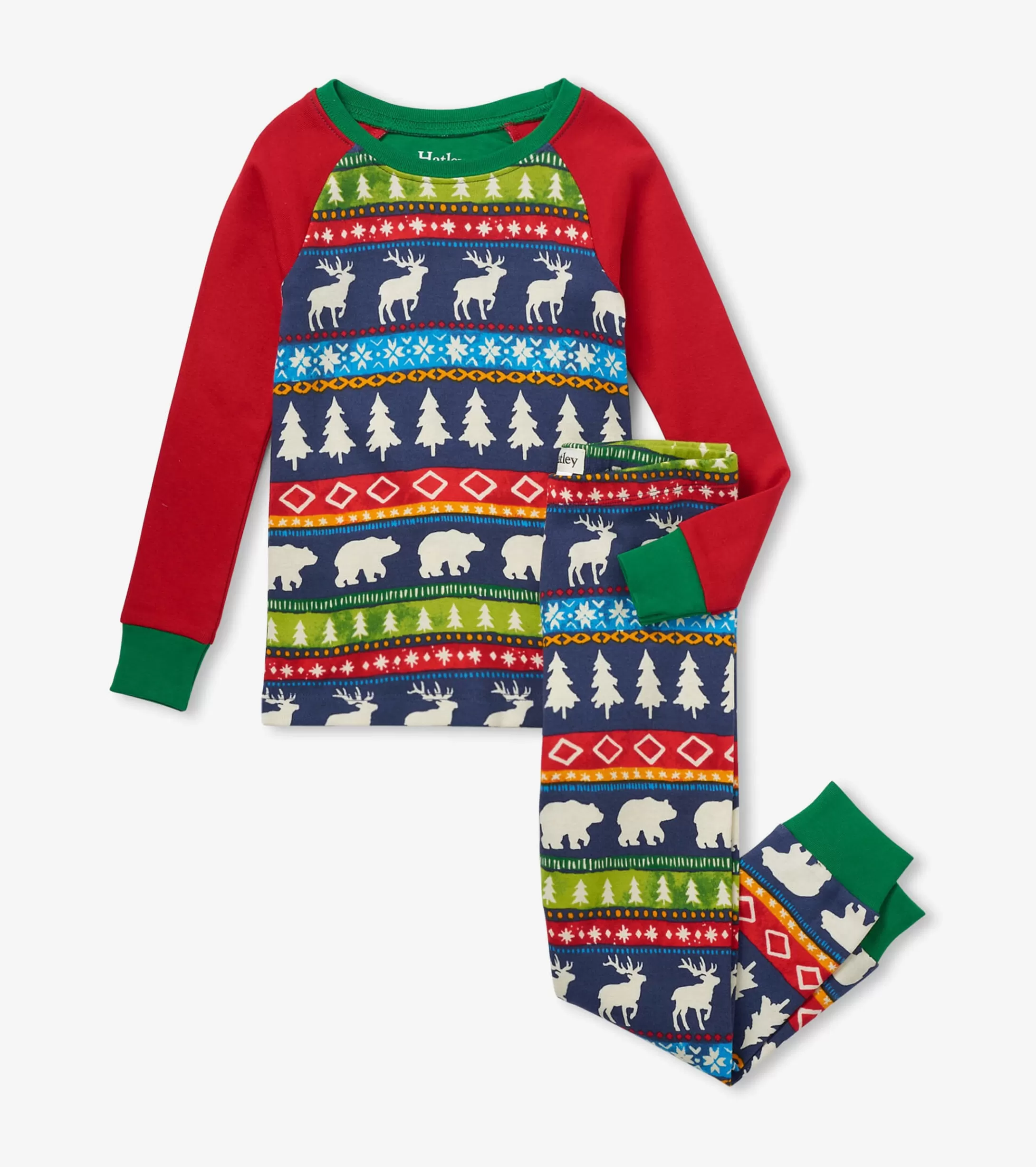 Hatley Navy Painted Fairisle Raglan Kids Organic Cotton Pajama Set Sale