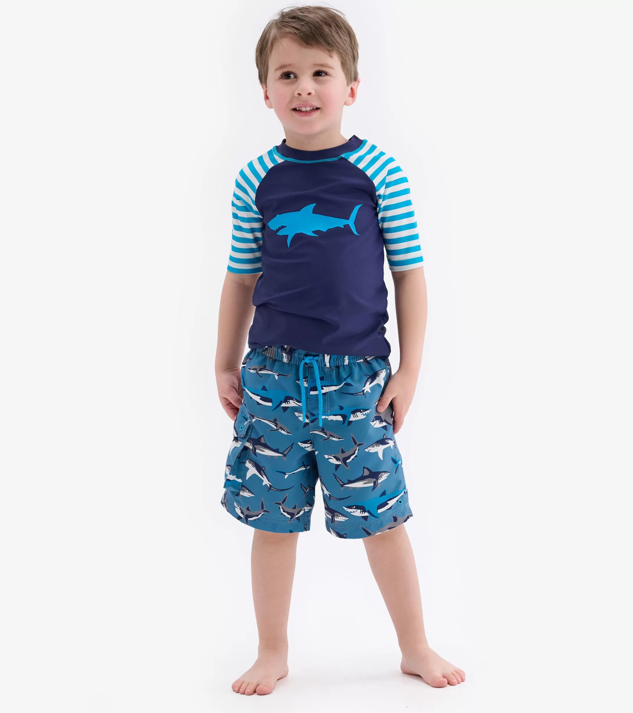 Hatley Shark Stripes Short Sleeve Rashguard Clearance